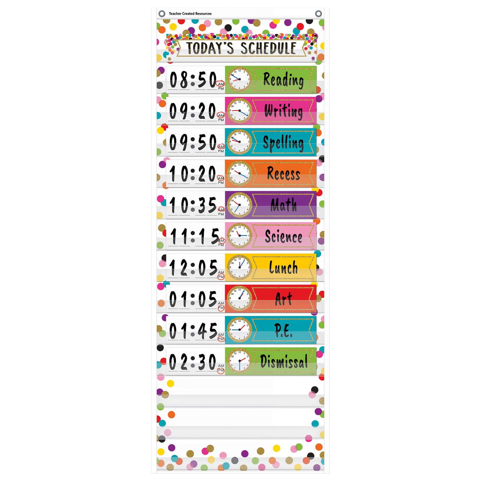 Teacher Created Resources Confetti 14 Pocket Daily Schedule Pocket Chart