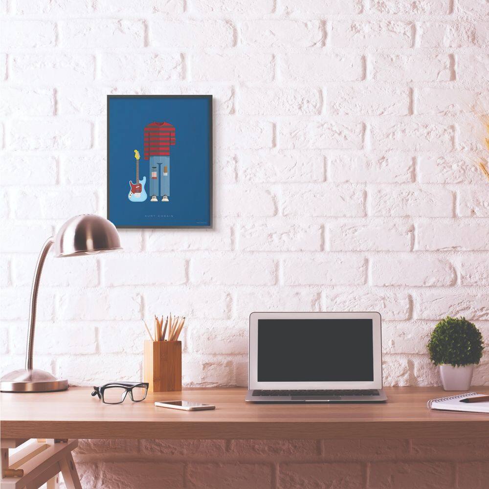 Stupell Industries Kurt Cobain Minimalist Illustration Black Framed Wall Art