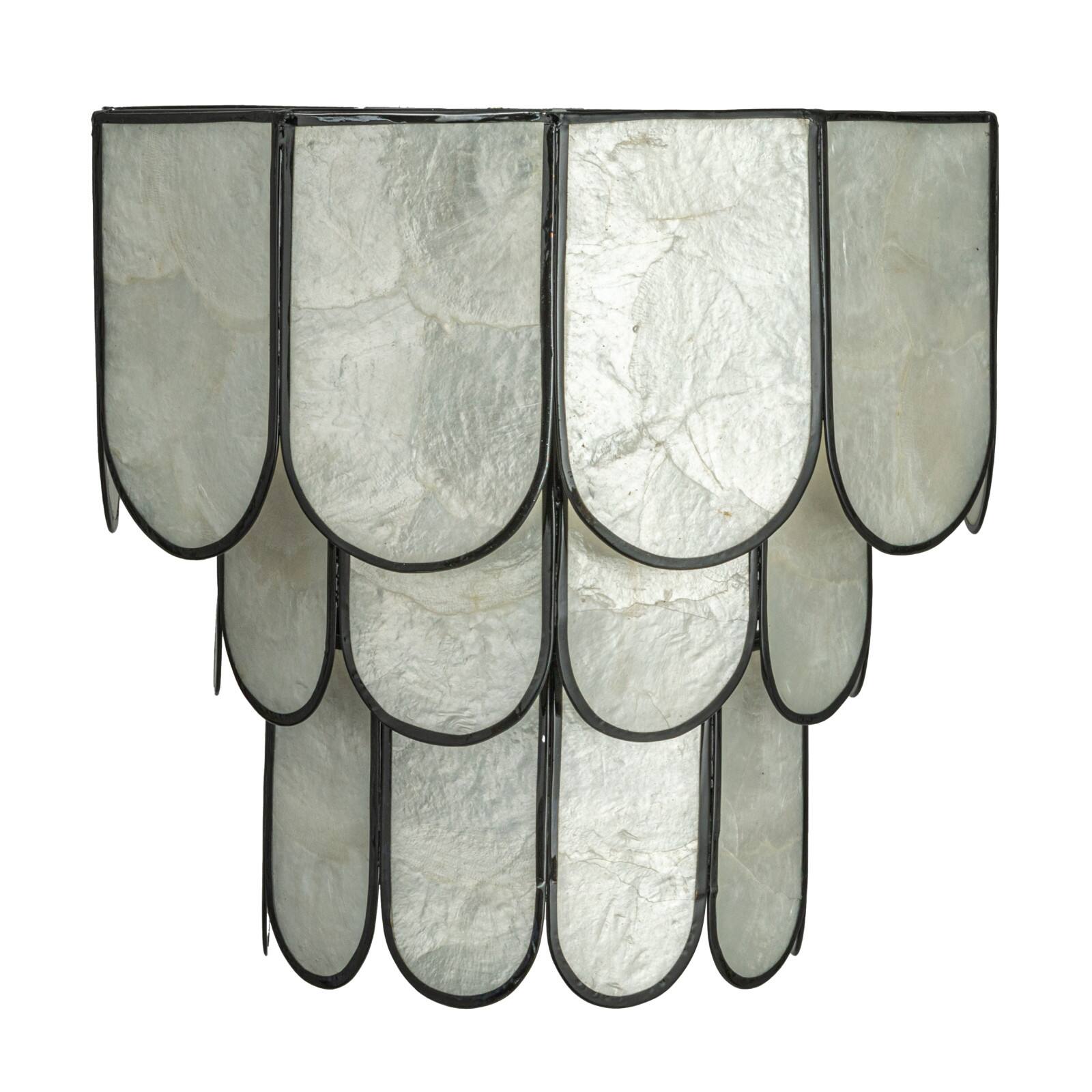 Hello Honey&#xAE; Black Finish Laminated Capiz Tiered Wall Sconce
