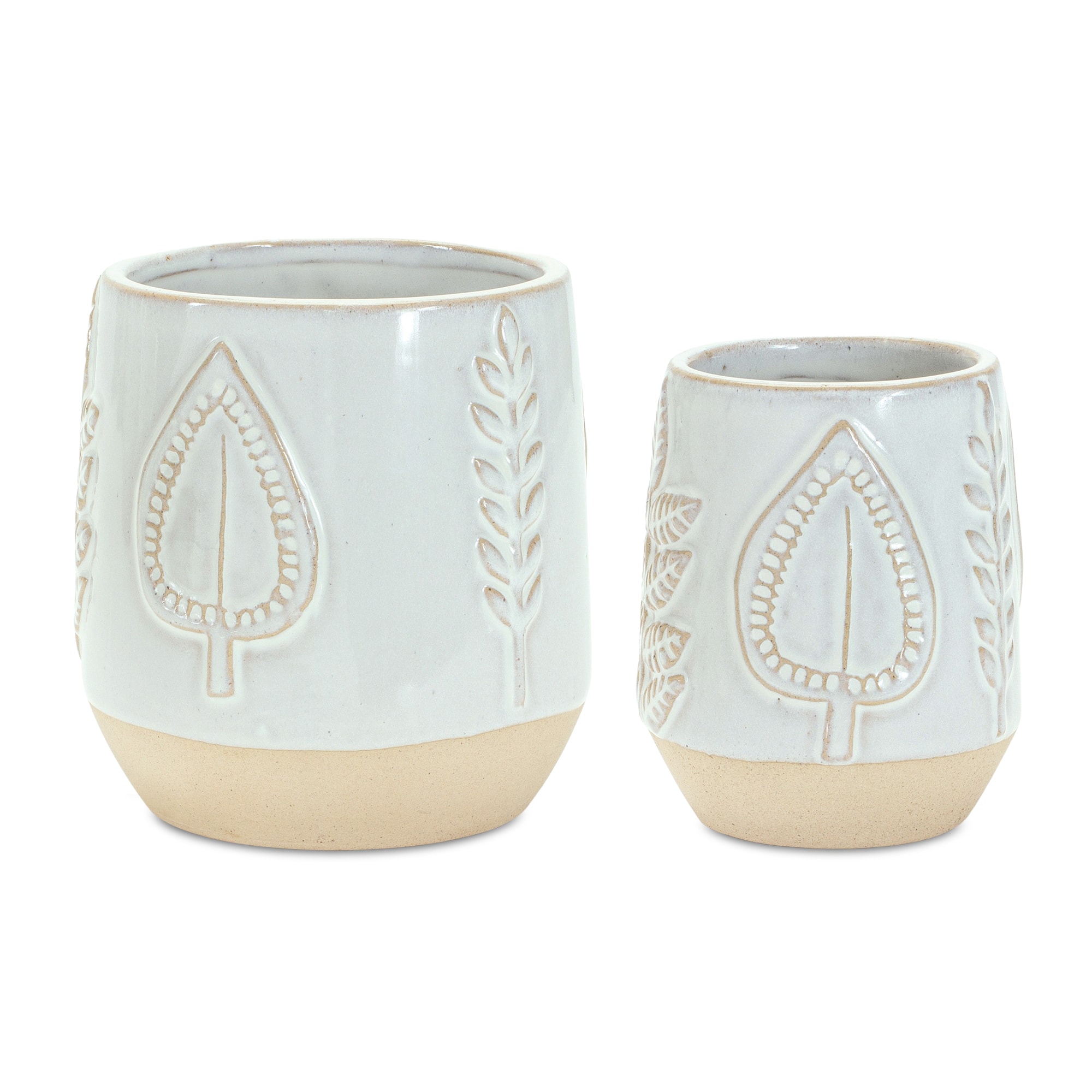 Decorative Leaf Print Porcelain Pot Set