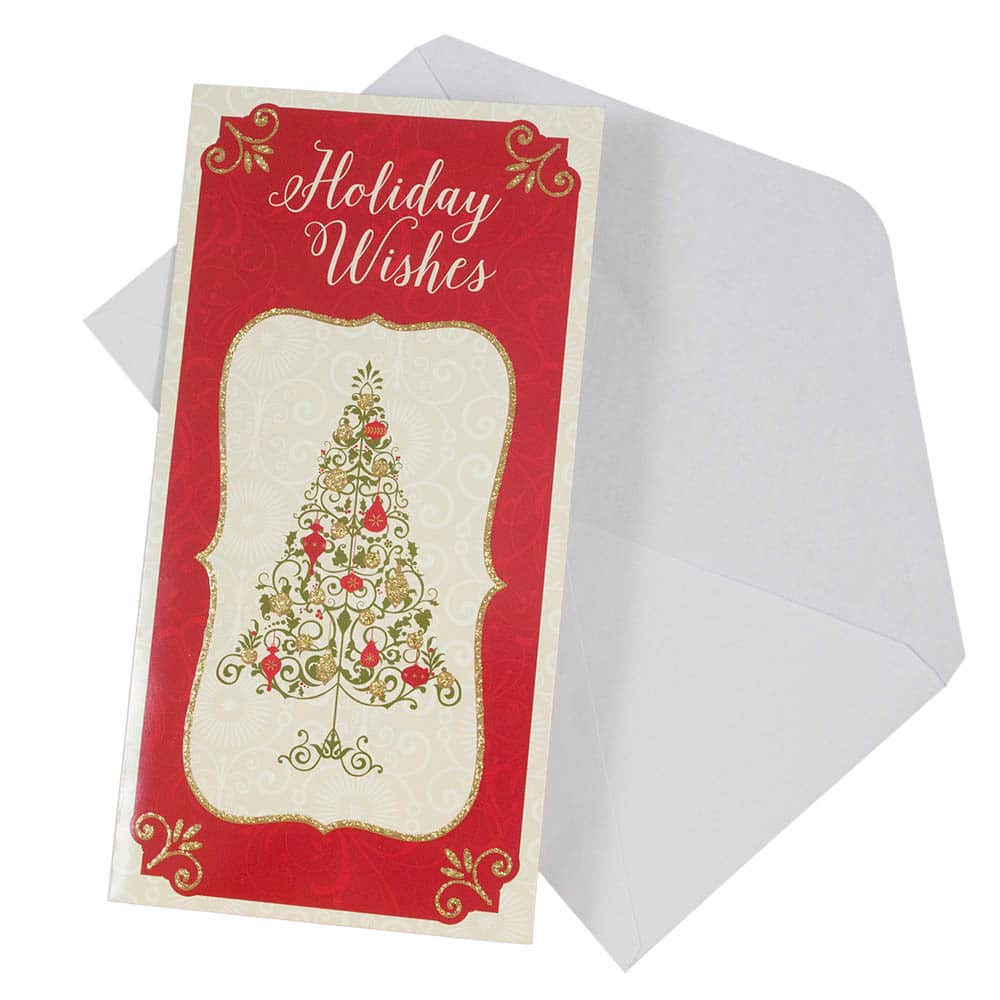 JAM Paper Holiday Wishes Tree Christmas Money Cards & Envelopes Set