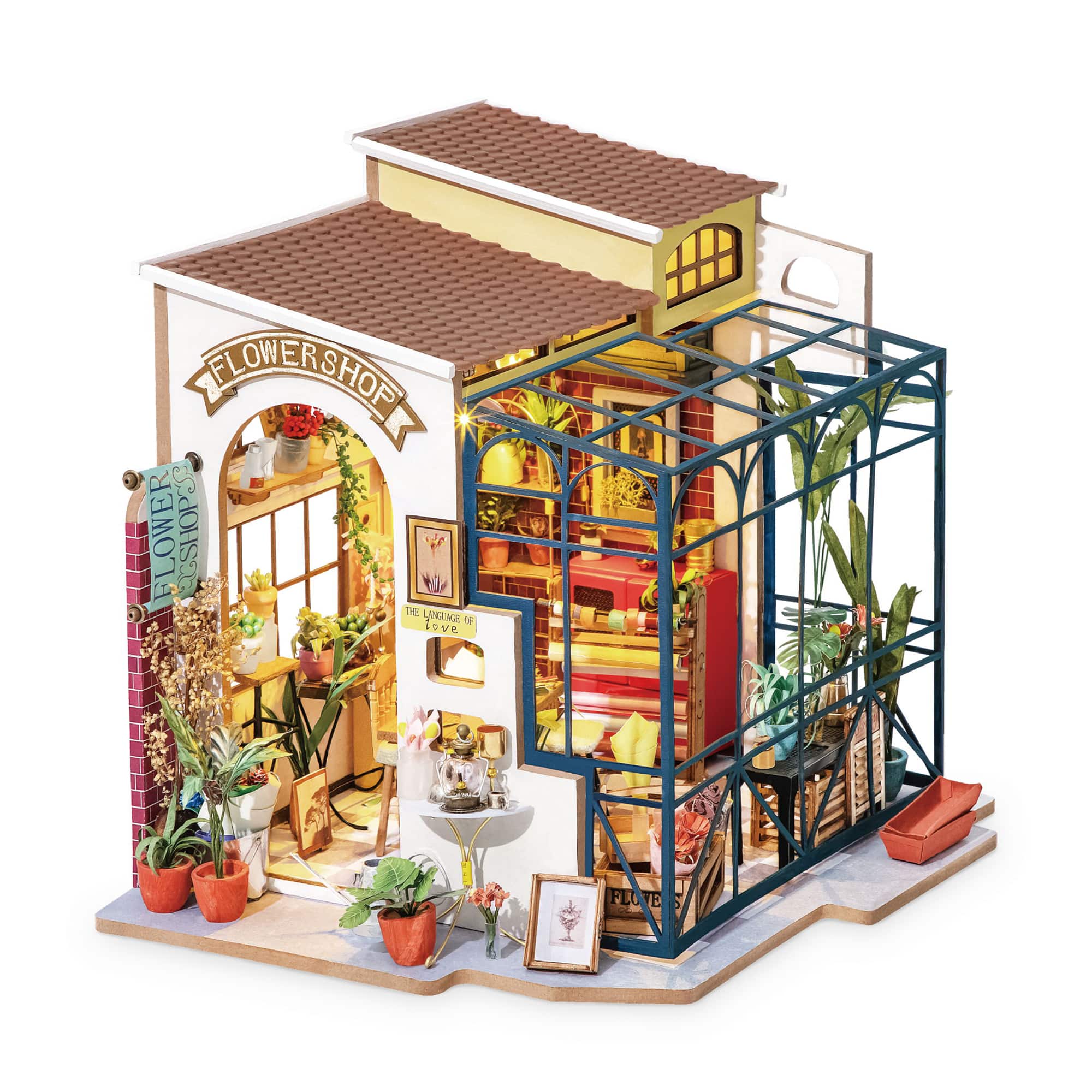 Rolife Happy Corner Emily&#x27;s Flower Shop DIY Miniature Kit