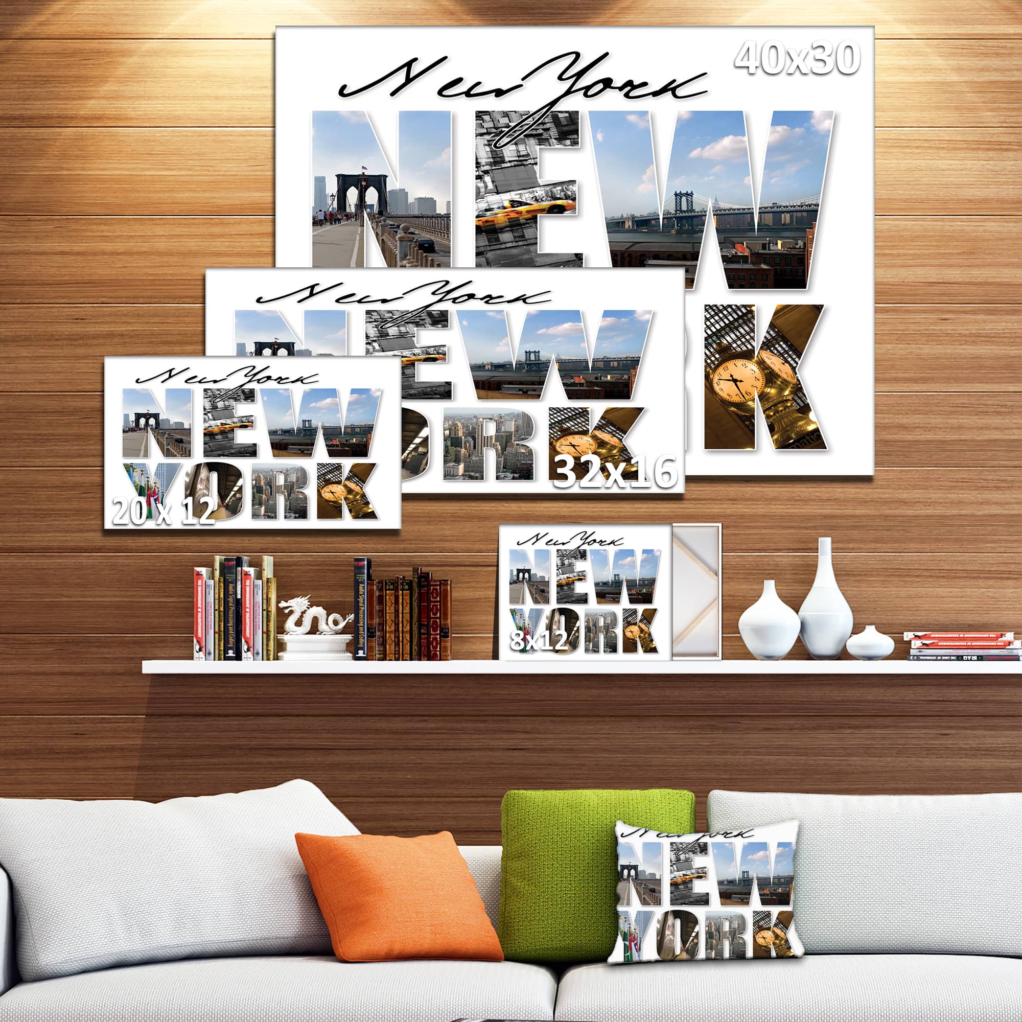 Designart - New York City Graphic Montage - Cityscape Canvas Art Print