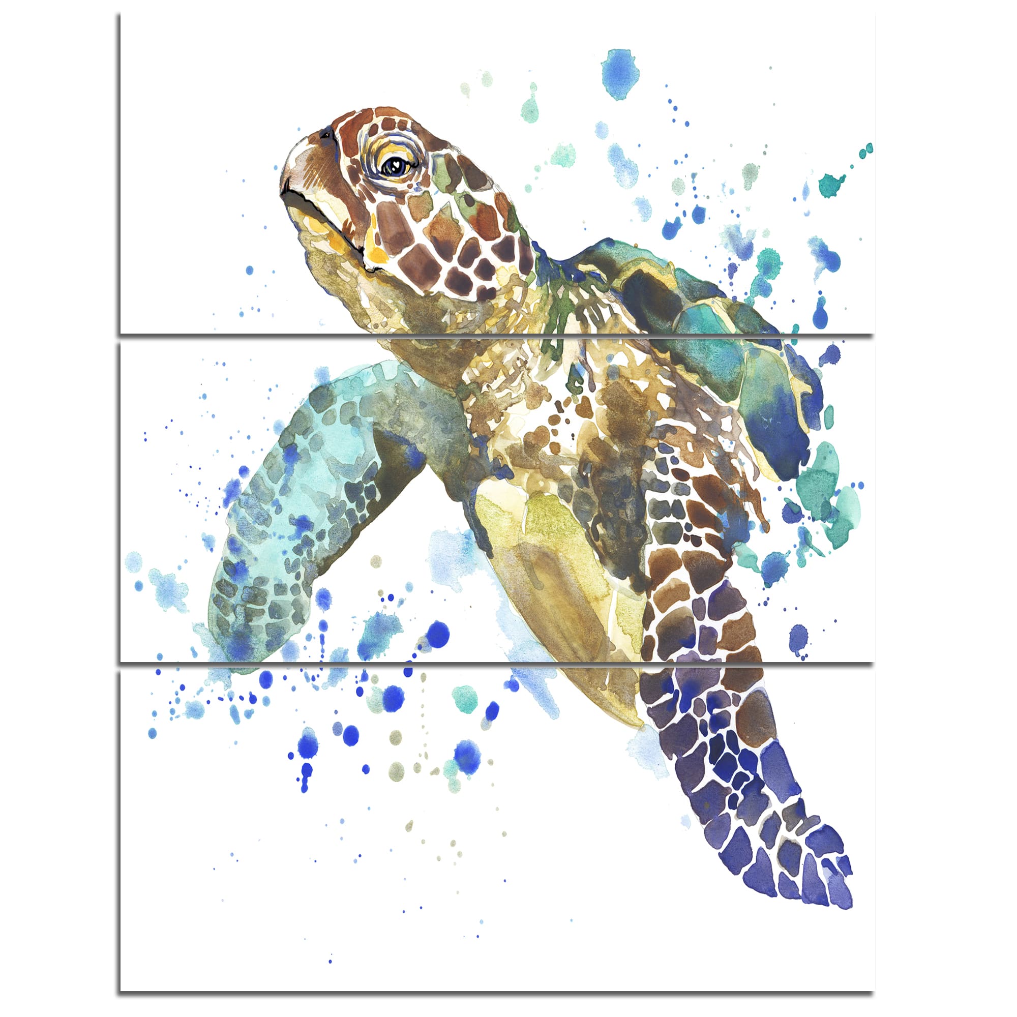 Designart - Blue Sea Turtle - Animal Canvas Art Print