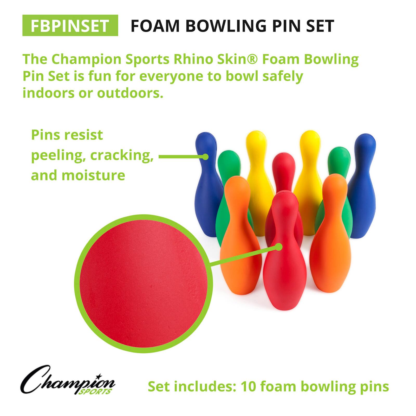 Champion Sports Rhino Skin&#xAE; Multi-Color Foam Bowling Pin Set