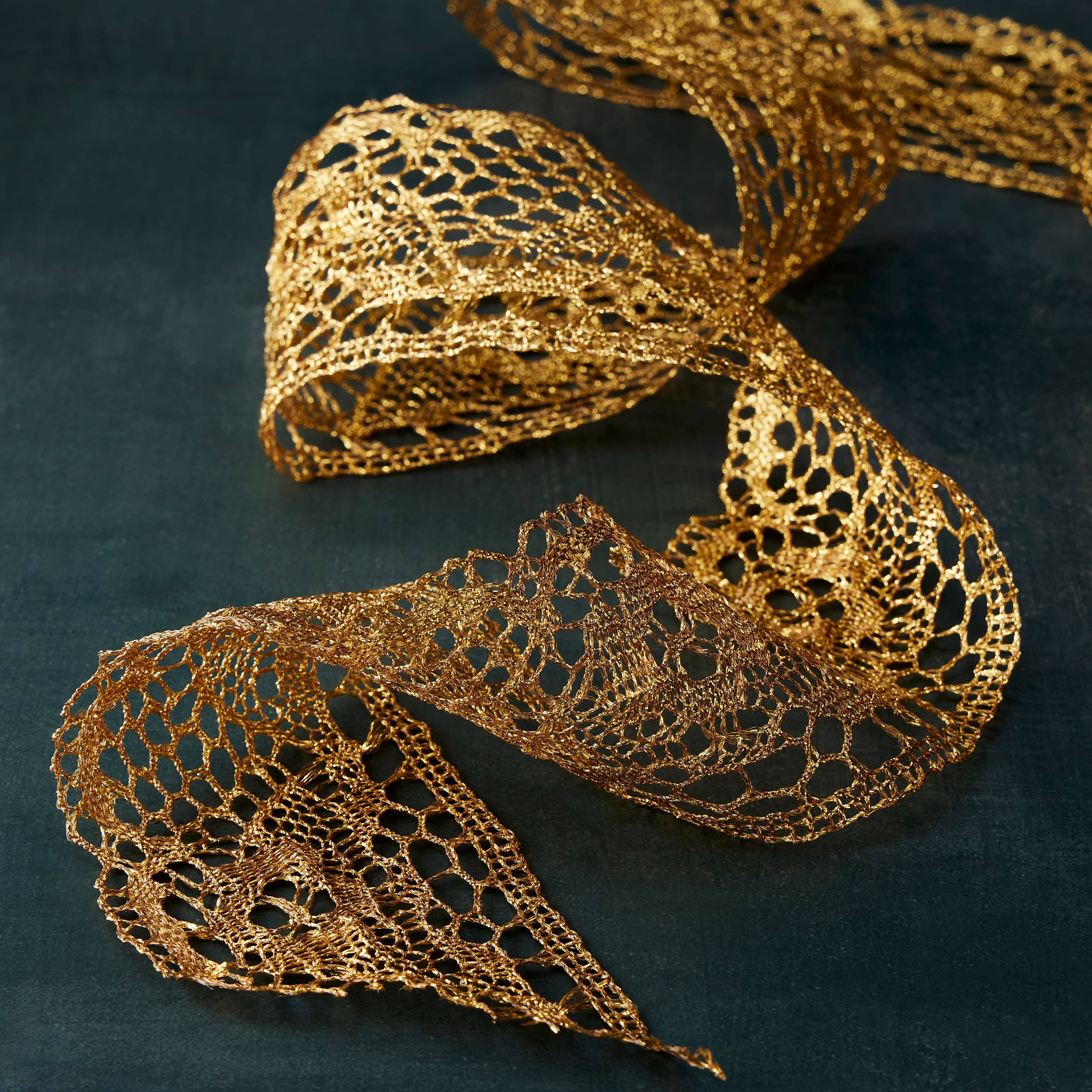12 Pack: 3&#x22; Gold Lace Ribbon by Celebrate It&#xAE; Occasions&#x2122;