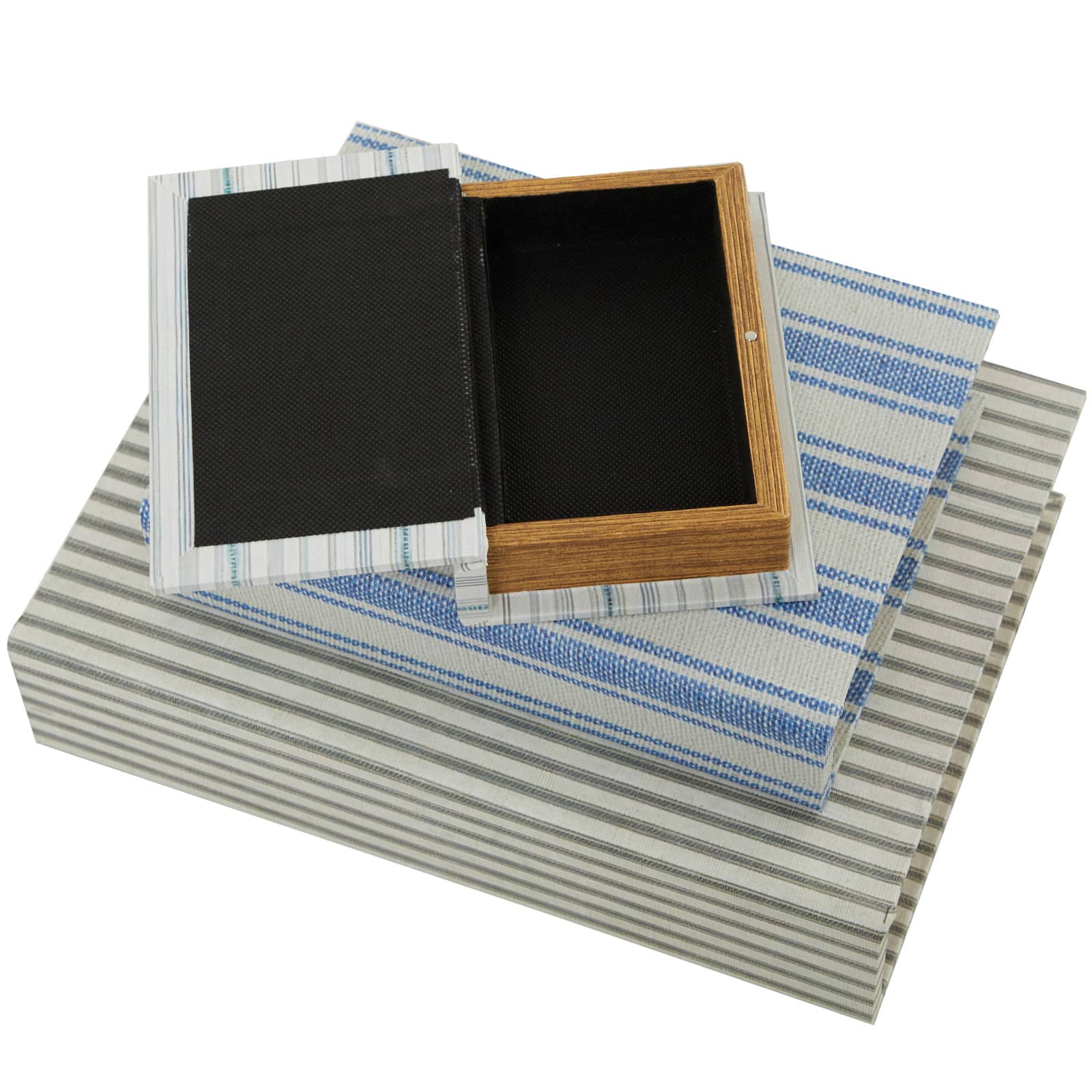 Striped Canvas Faux Book Box Set