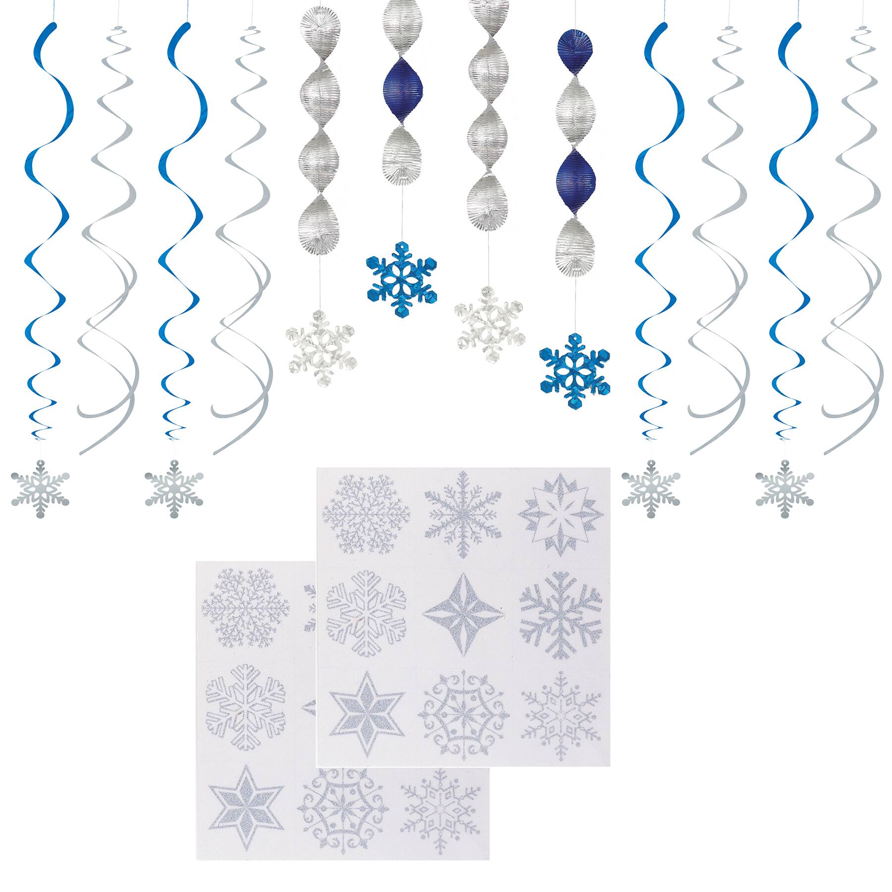 Blue And Silver Snowflake Decorations Holiday Party Decorations