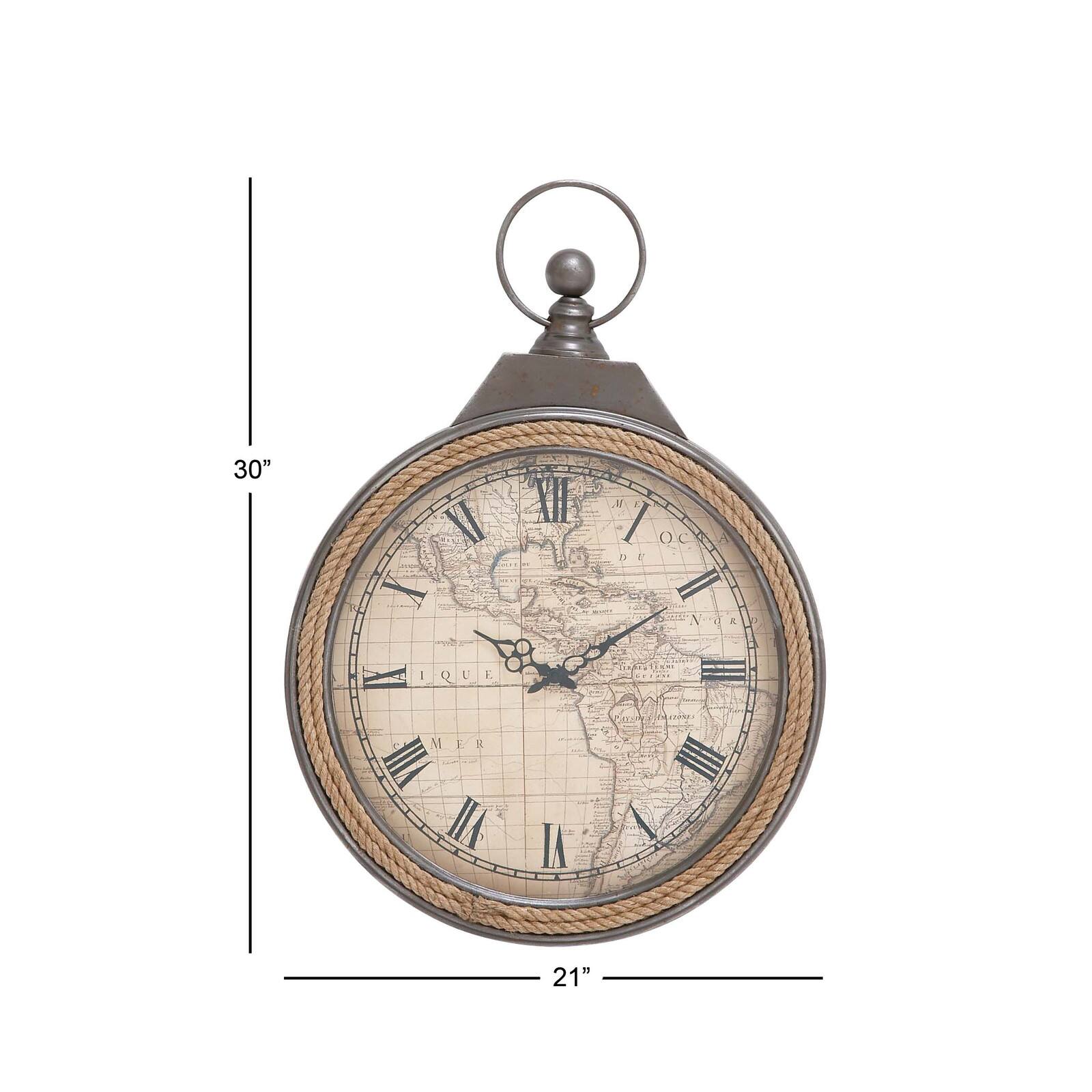 30&#x22; Brown Metal Coastal Wall Clock