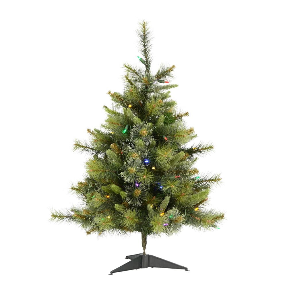 3ft. Pre-Lit Cashmere Pine Artificial Christmas Tree, Multi-Colored LED Lights