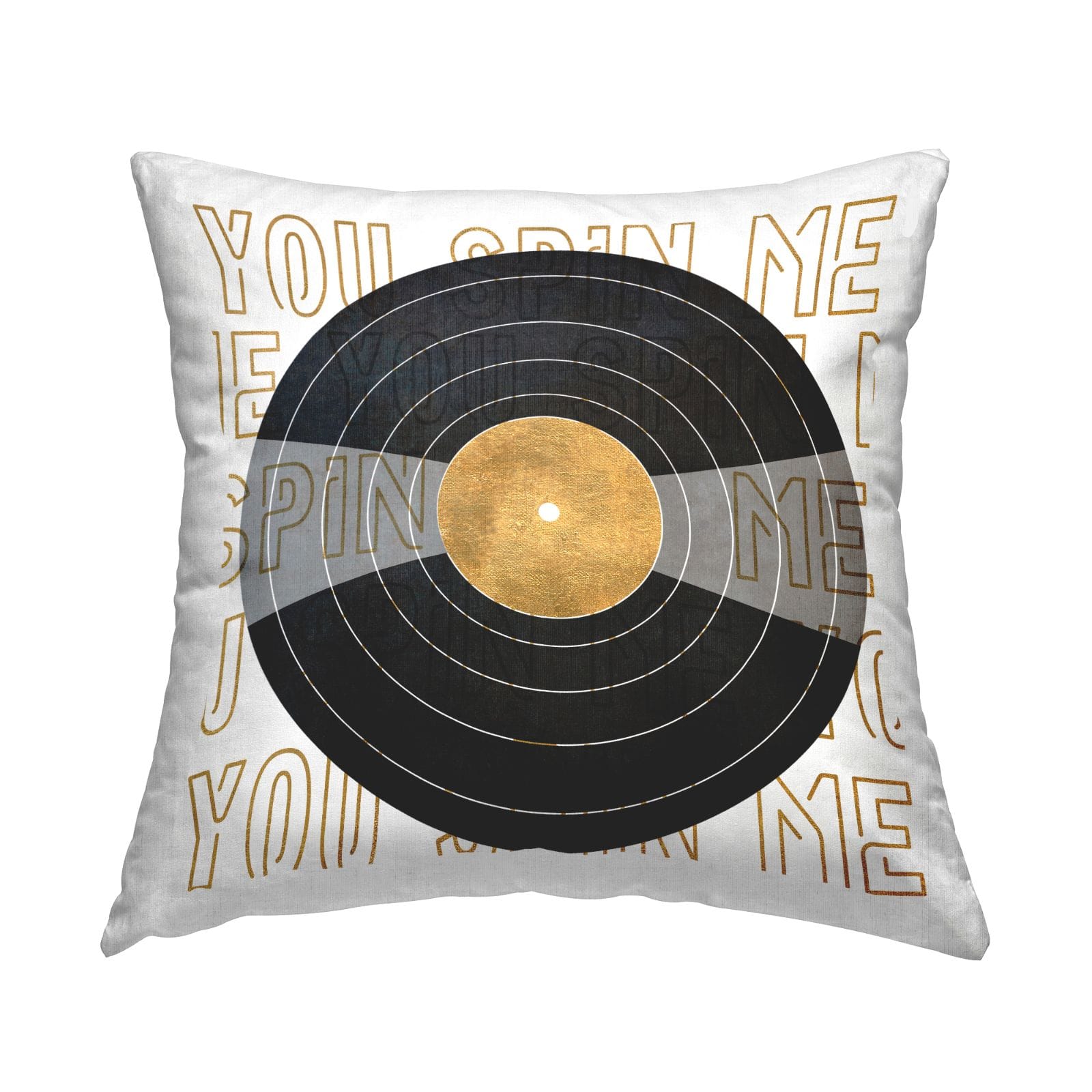 Stupell Industries You Spin Me Vintage Vinyl Record Shape Throw Pillow, 18" x 18"