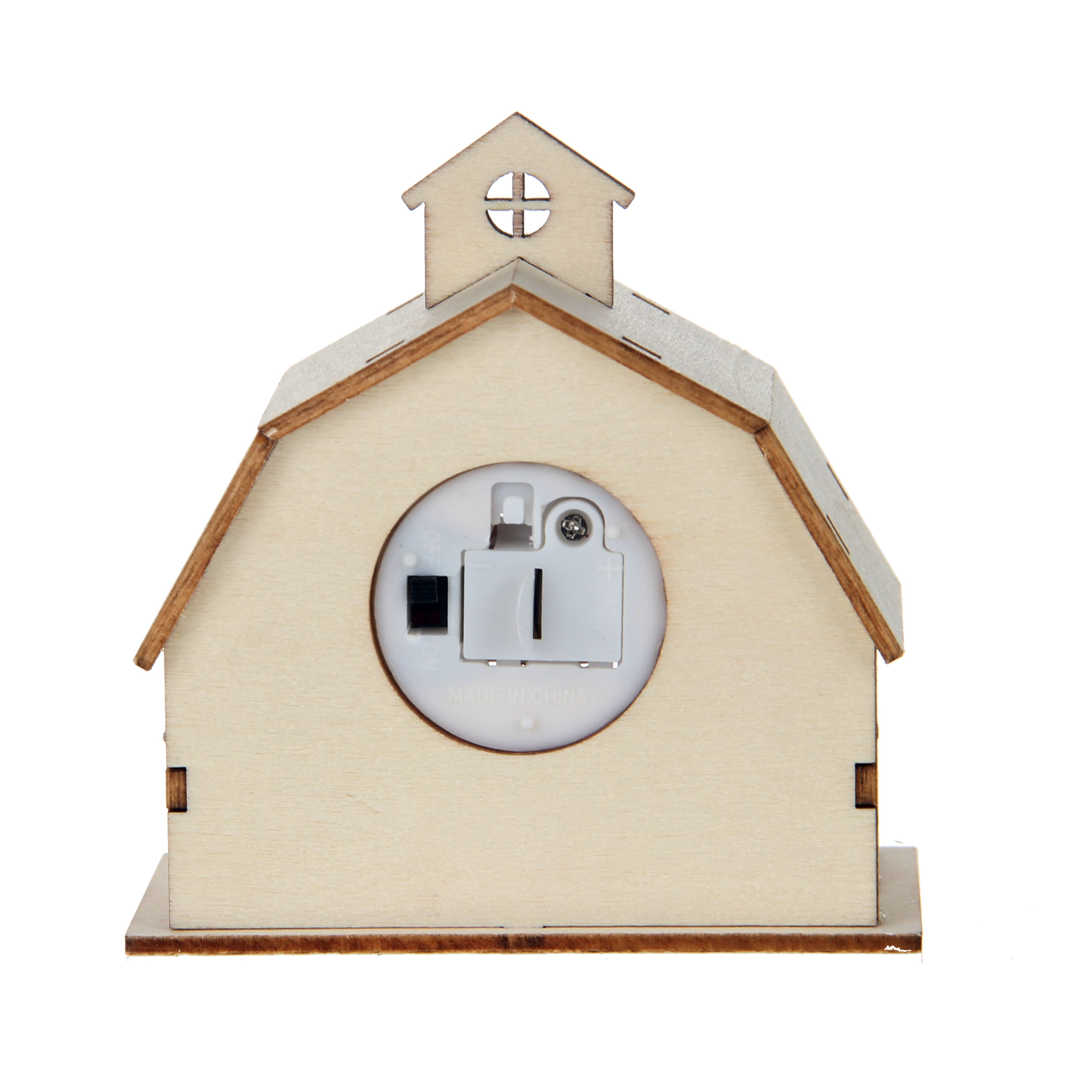 3.75&#x22; Unfinished Village Barn DIY LED Wood D&#xE9;cor by Make Market&#xAE;