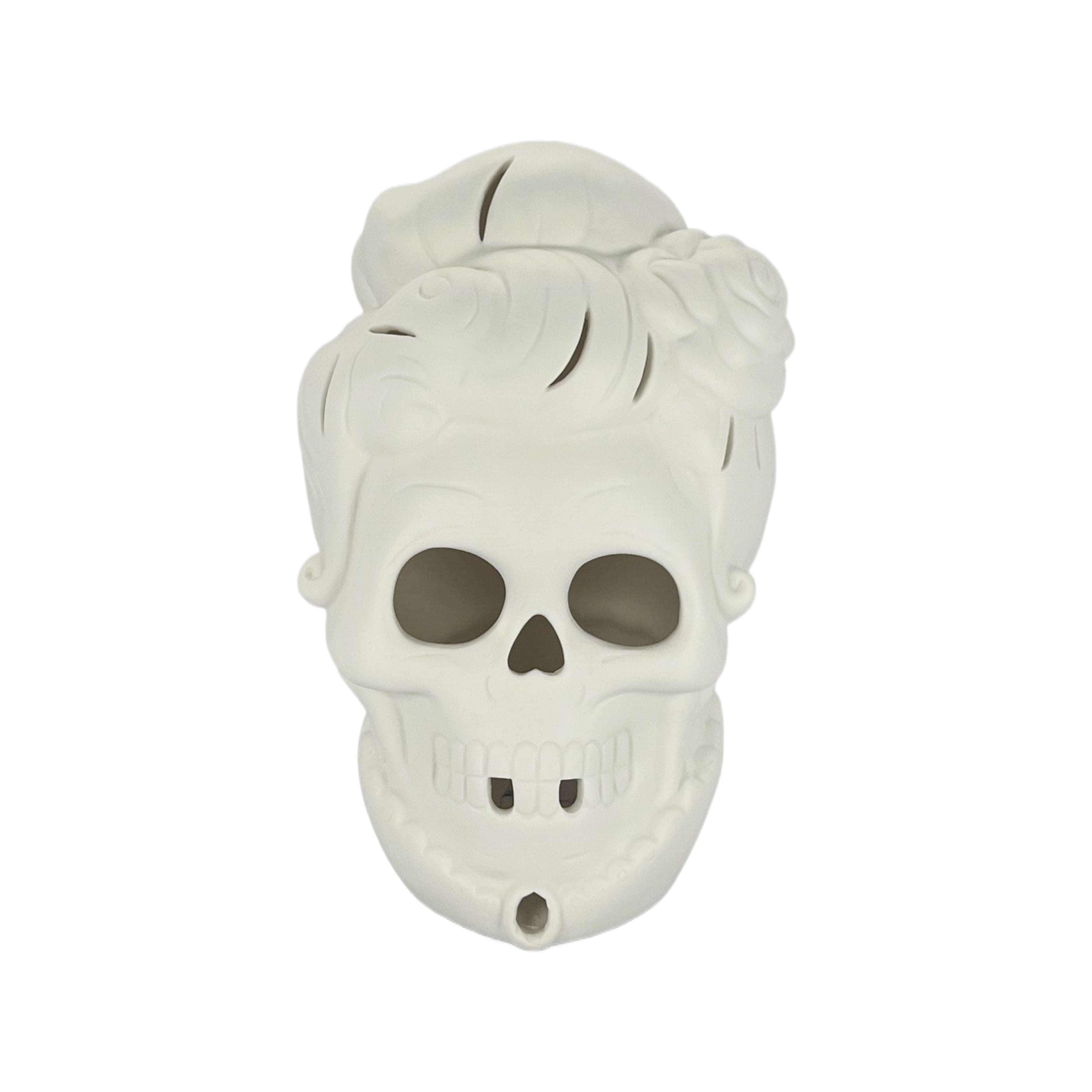 8" DIY Ceramic LED Fancy Updo Skull Décor by Make Market®