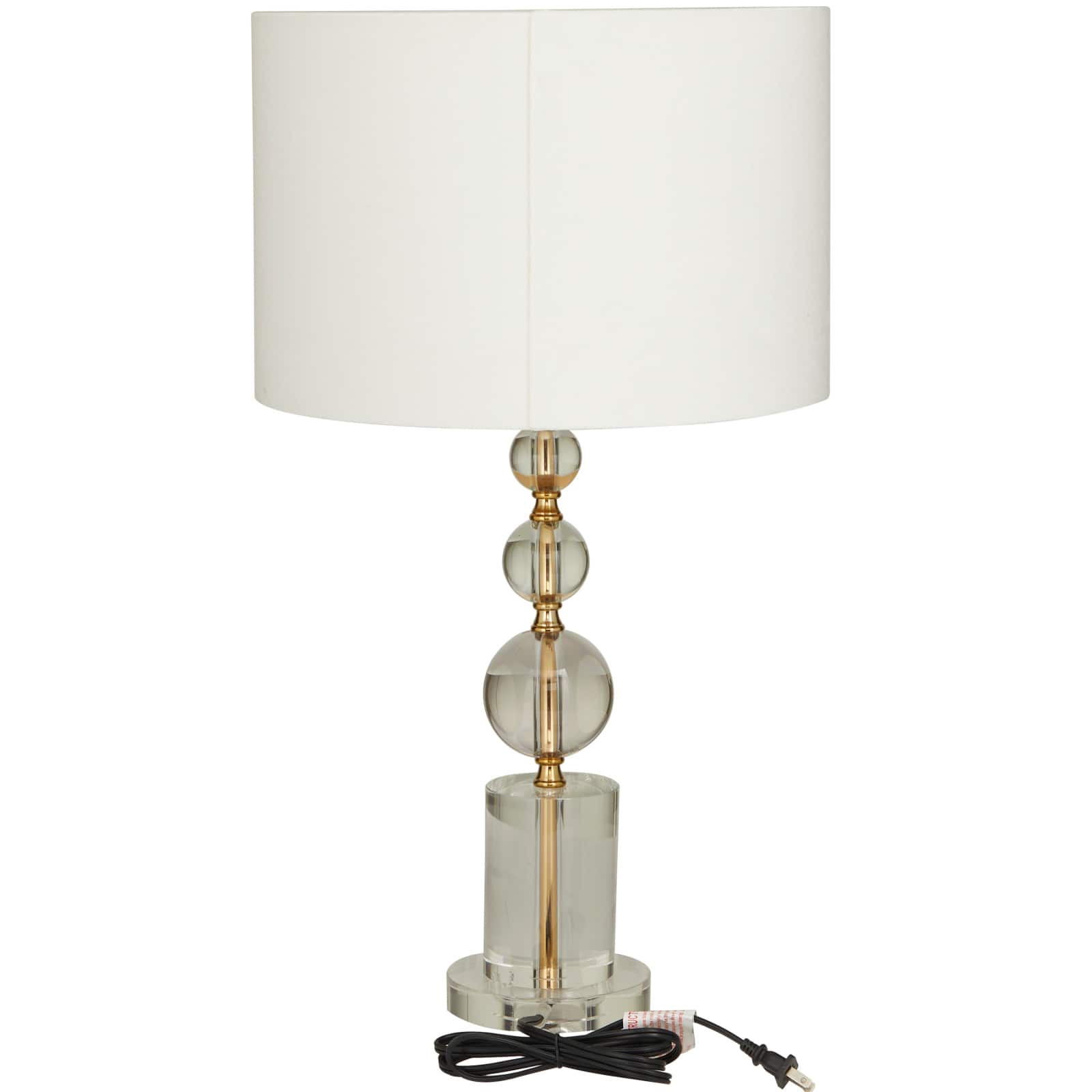 CosmoLiving by Cosmopolitan Gold Crystal Orbs Style Base Table Lamp with Drum Shade 15" x 15" x 27"