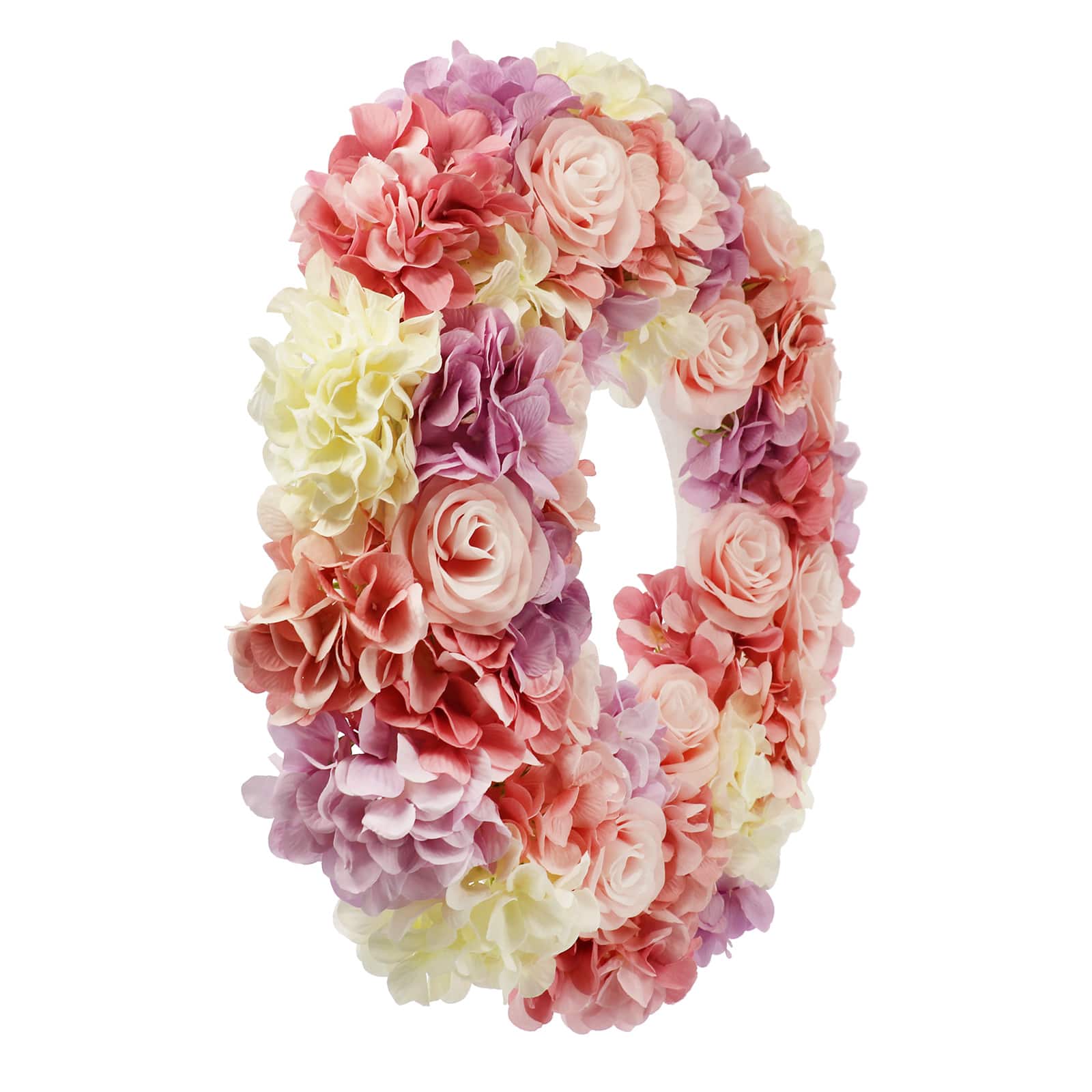 22" Pink, Cream & Light Purple Hydrangea Wreath by Ashland® 