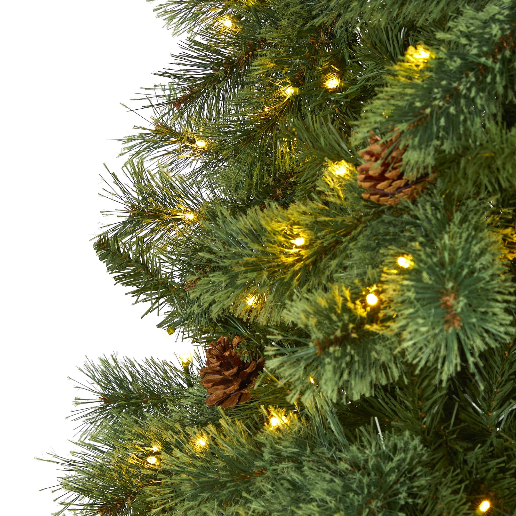 10ft. Pre-Lit White Mountain Pine &#x26; Pinecones Artificial Christmas Tree with Clear LED Lights