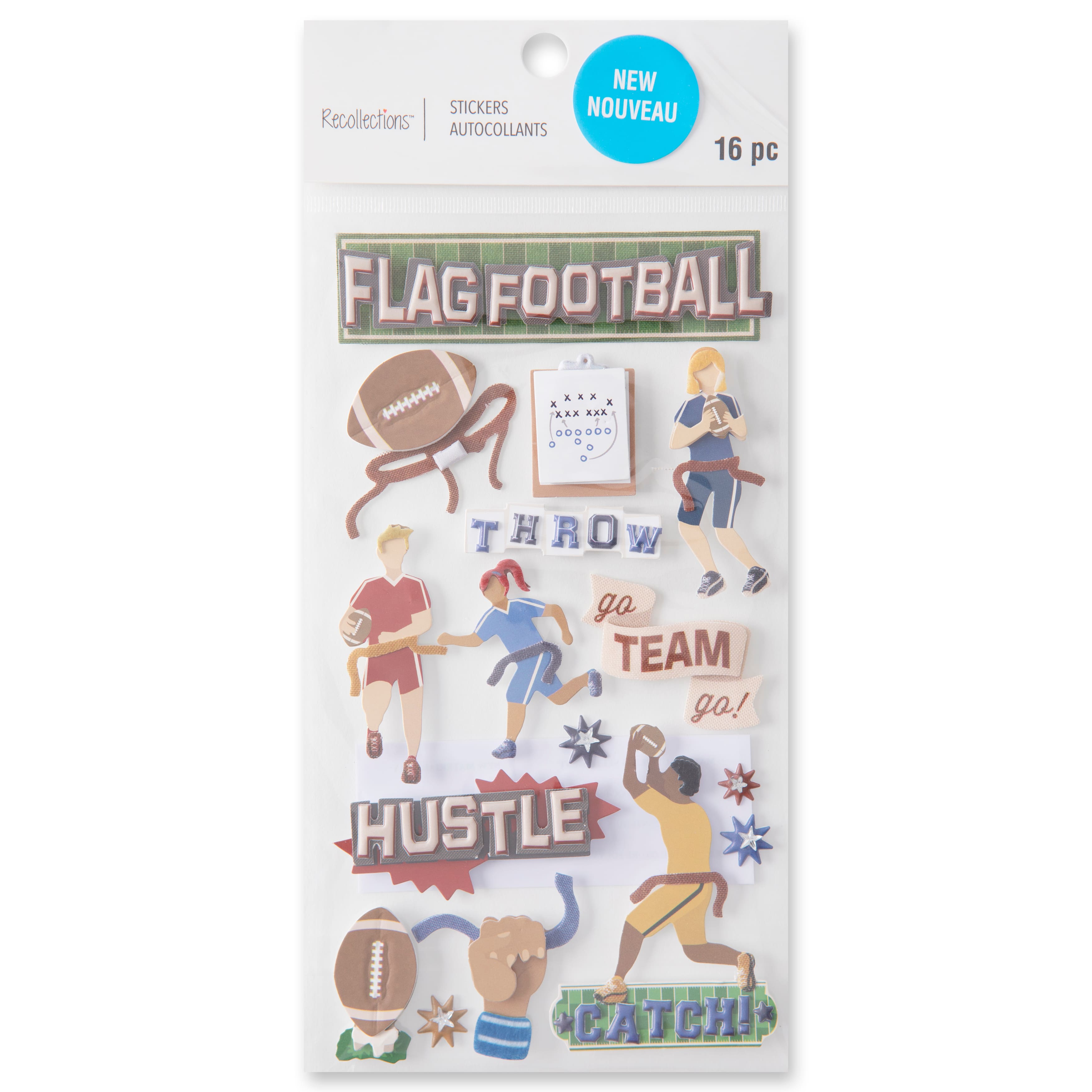 12 Pack: Flag Football Dimensional Stickers by Recollections&#x2122;