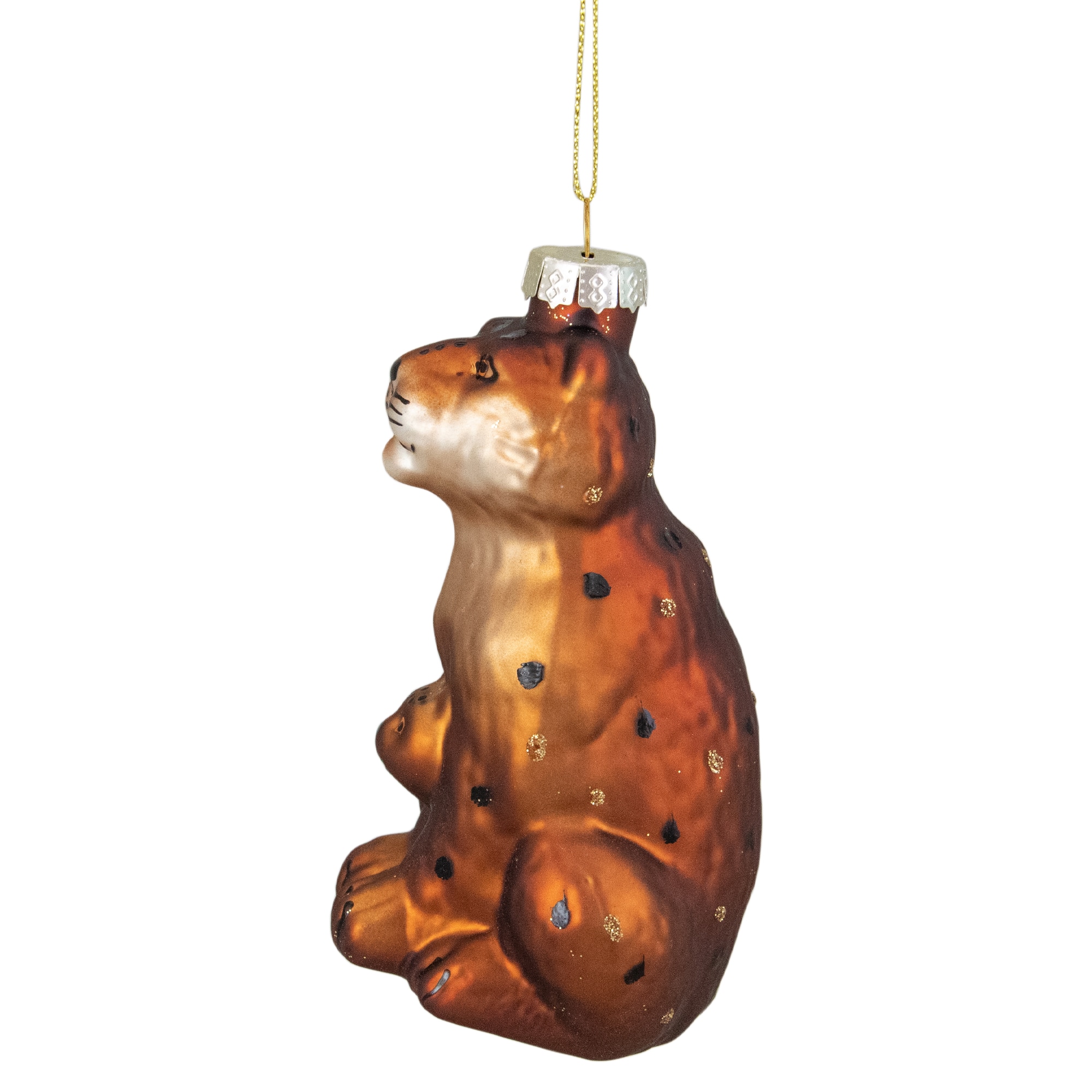 Orange &#x26; Black Glass Lion Ornament