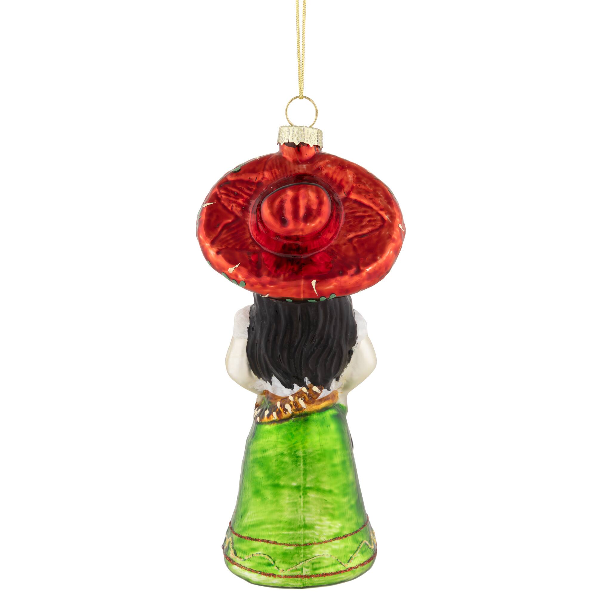 5.75" Red and Green Latina Lady Glass Christmas Ornament