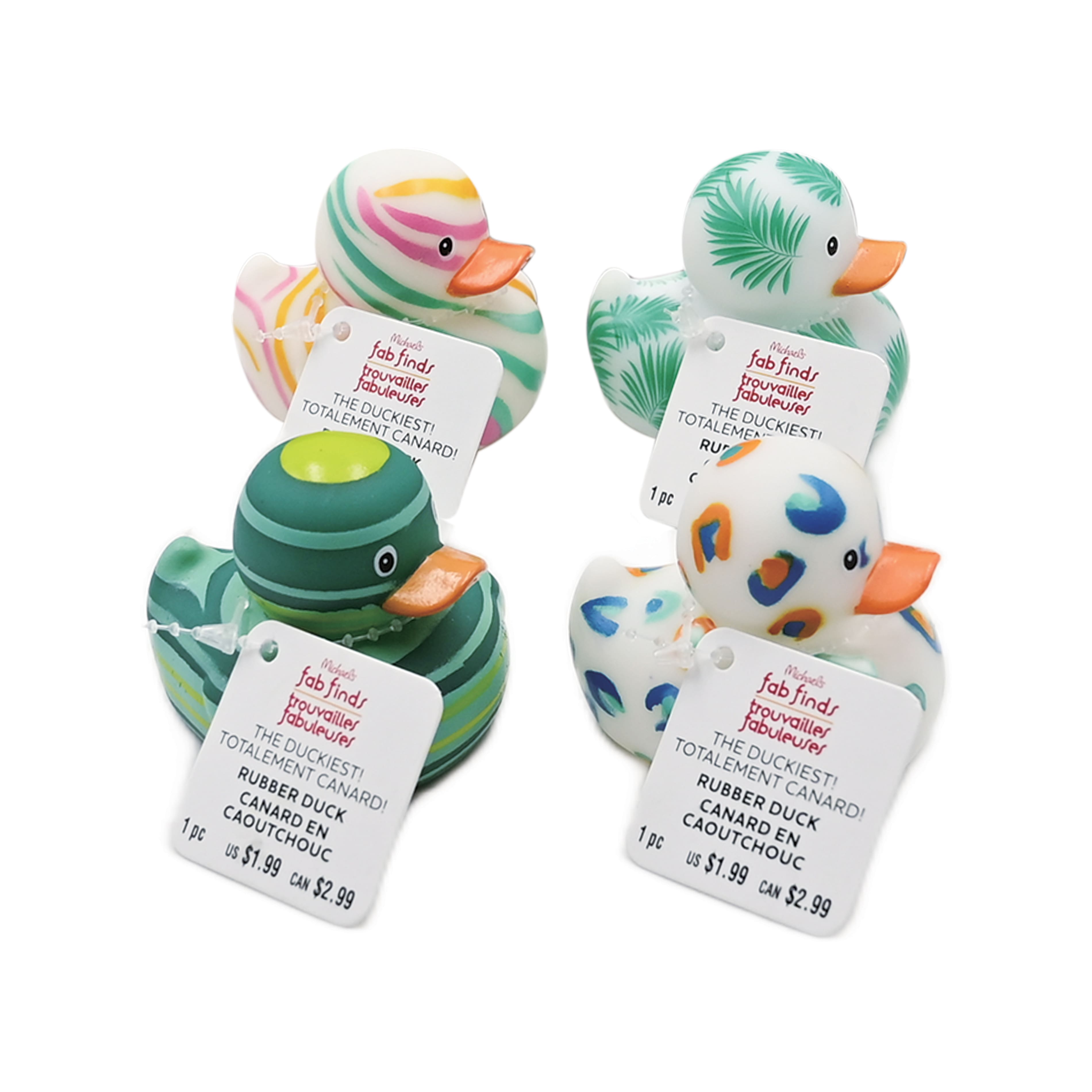 Assorted 2&#x22; Pattern Rubber Duck, 1pc. by Fab Finds
