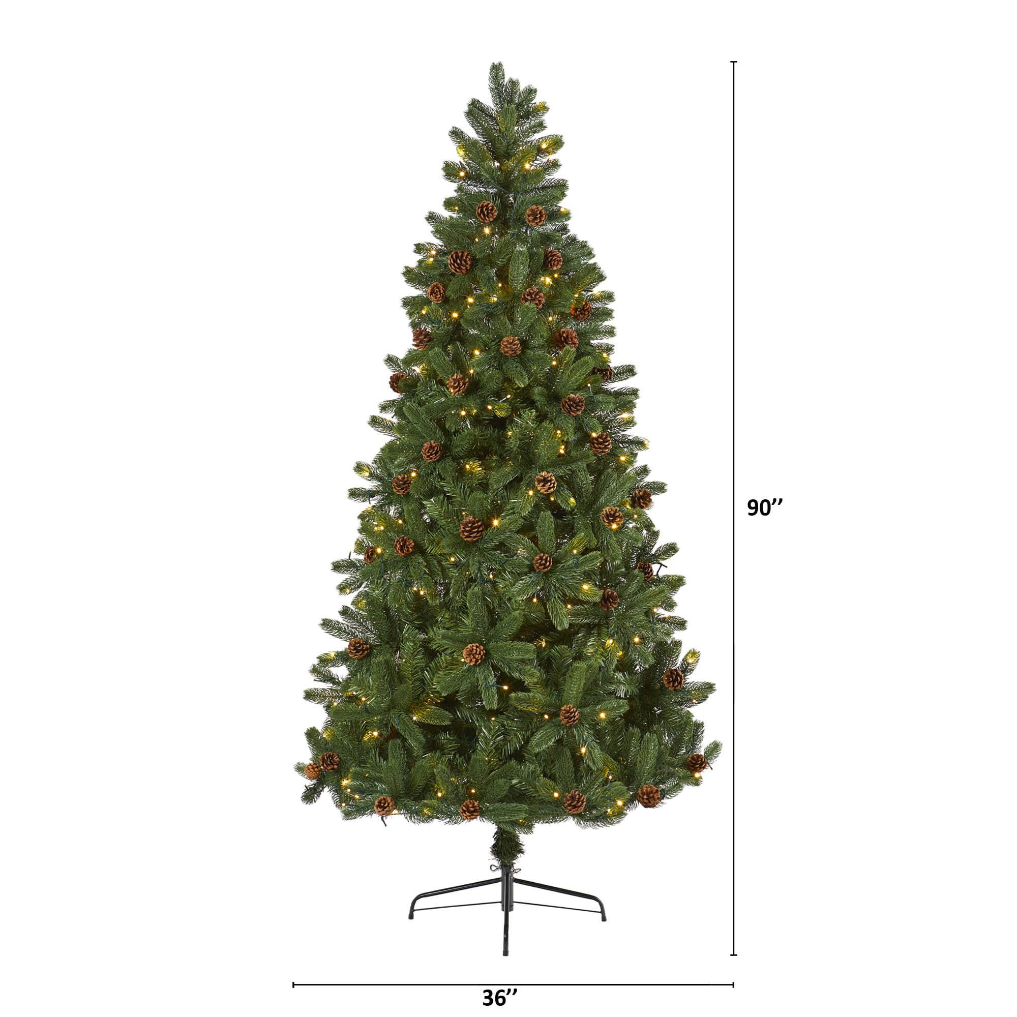 7.5ft. Pre-Lit Rocky Mountain Spruce Artificial Christmas Tree with Pinecones, Clear LED Lights