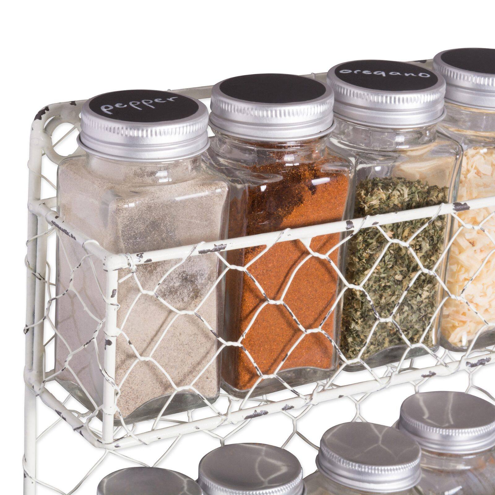 DII&#xAE; 10&#x22; Antique White 2 Row Chicken Wire Spice Rack
