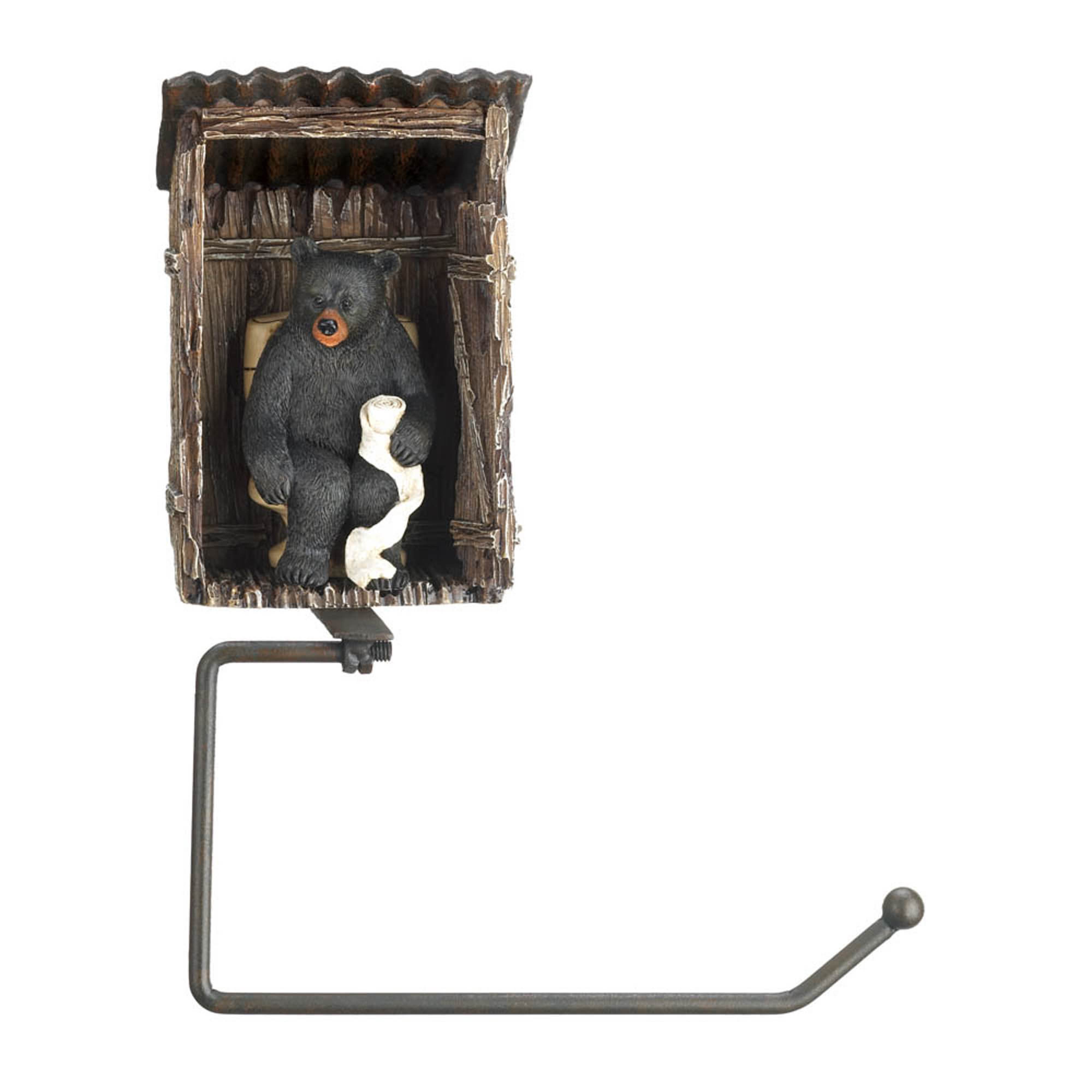 9.5&#x22; Bear Outhouse Toilet Paper Holder