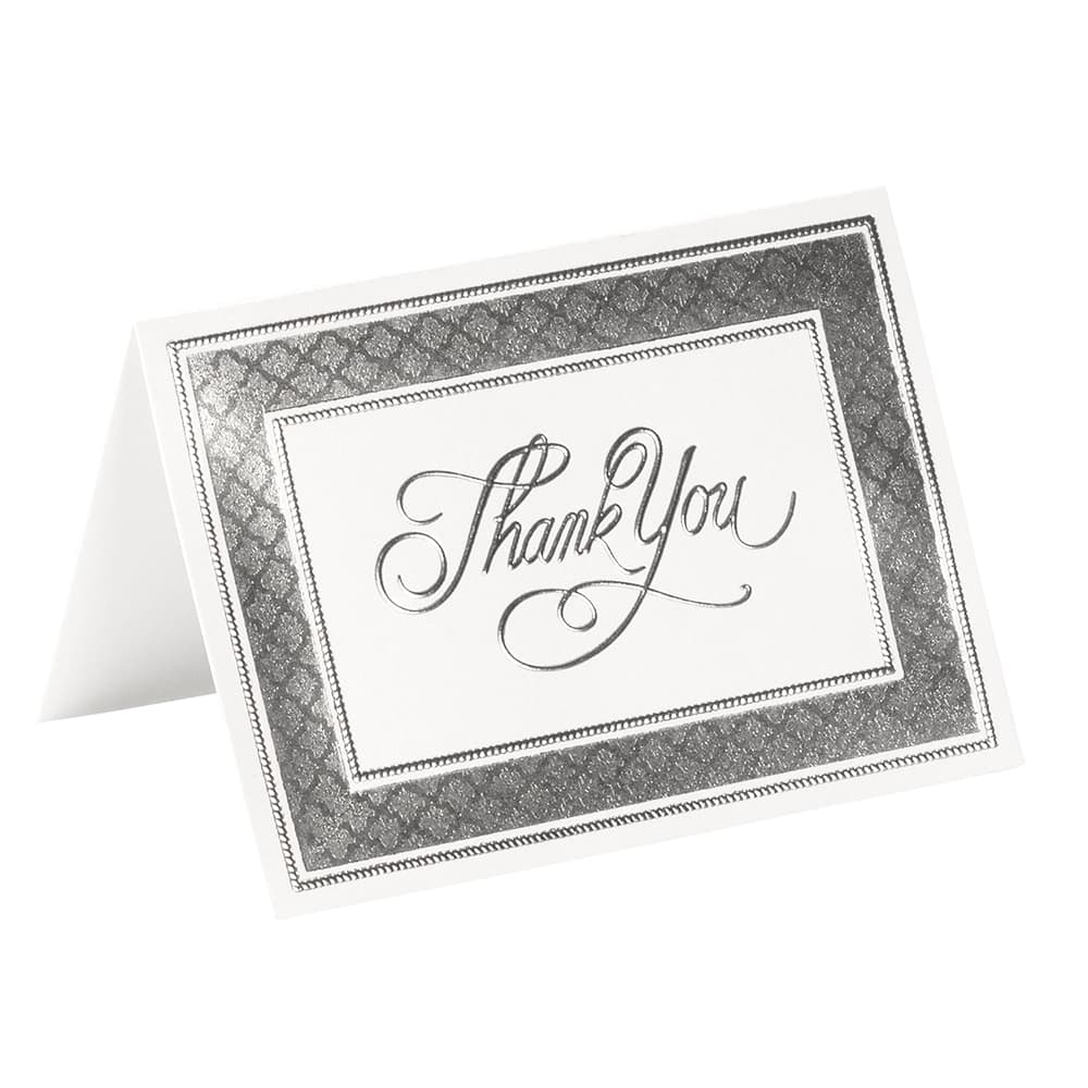 JAM Paper Thank You Card Set with Silver Border, 25ct.