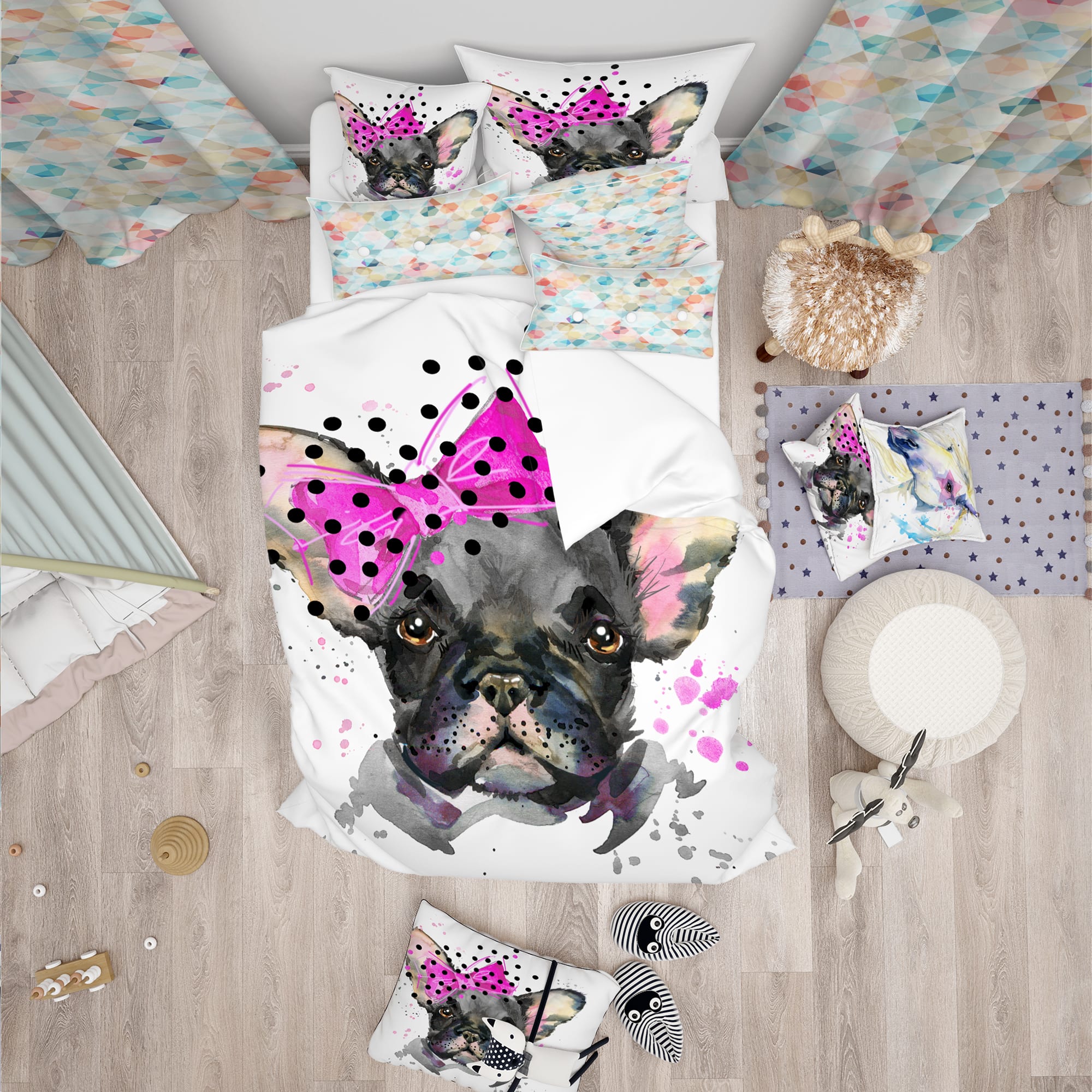 Designart &#x27;Serious French Bulldog Watercolor - Modern Duvet Cover Set