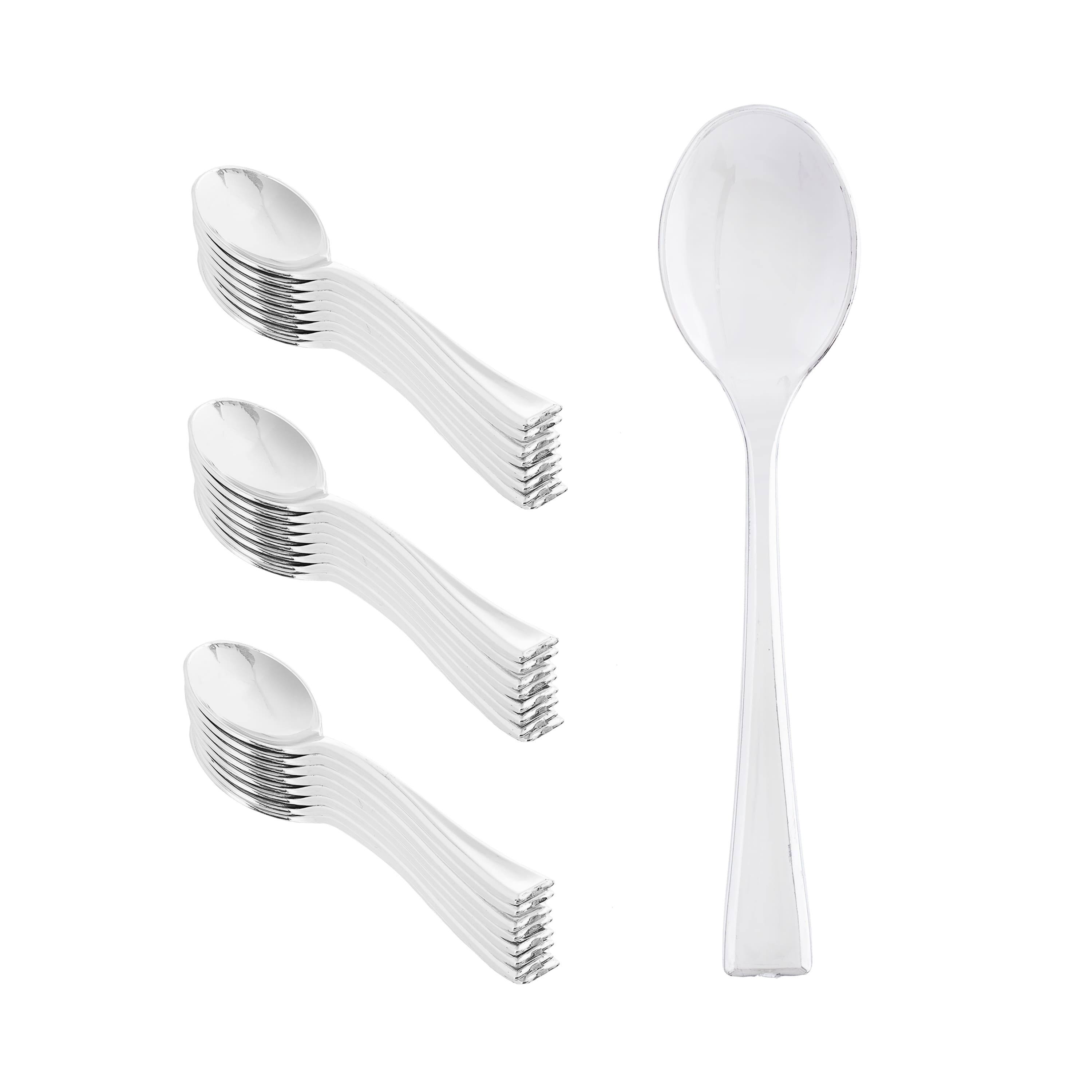 12 Packs: 24 ct. (288 total) Silver Plastic Mini Spoons by Celebrate It&#x2122;