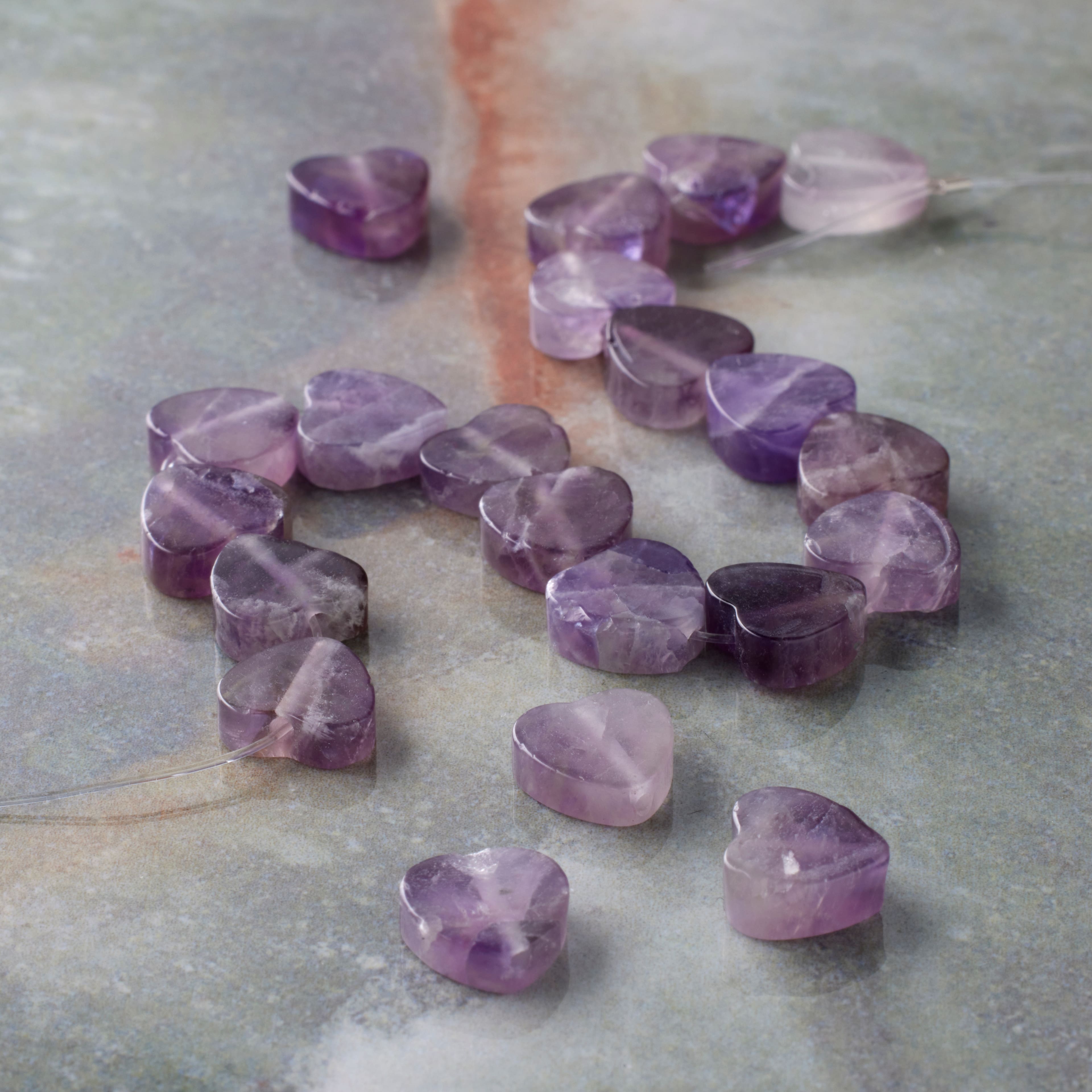 Amethyst Heart Beads, 7.8mm by Bead Landing™