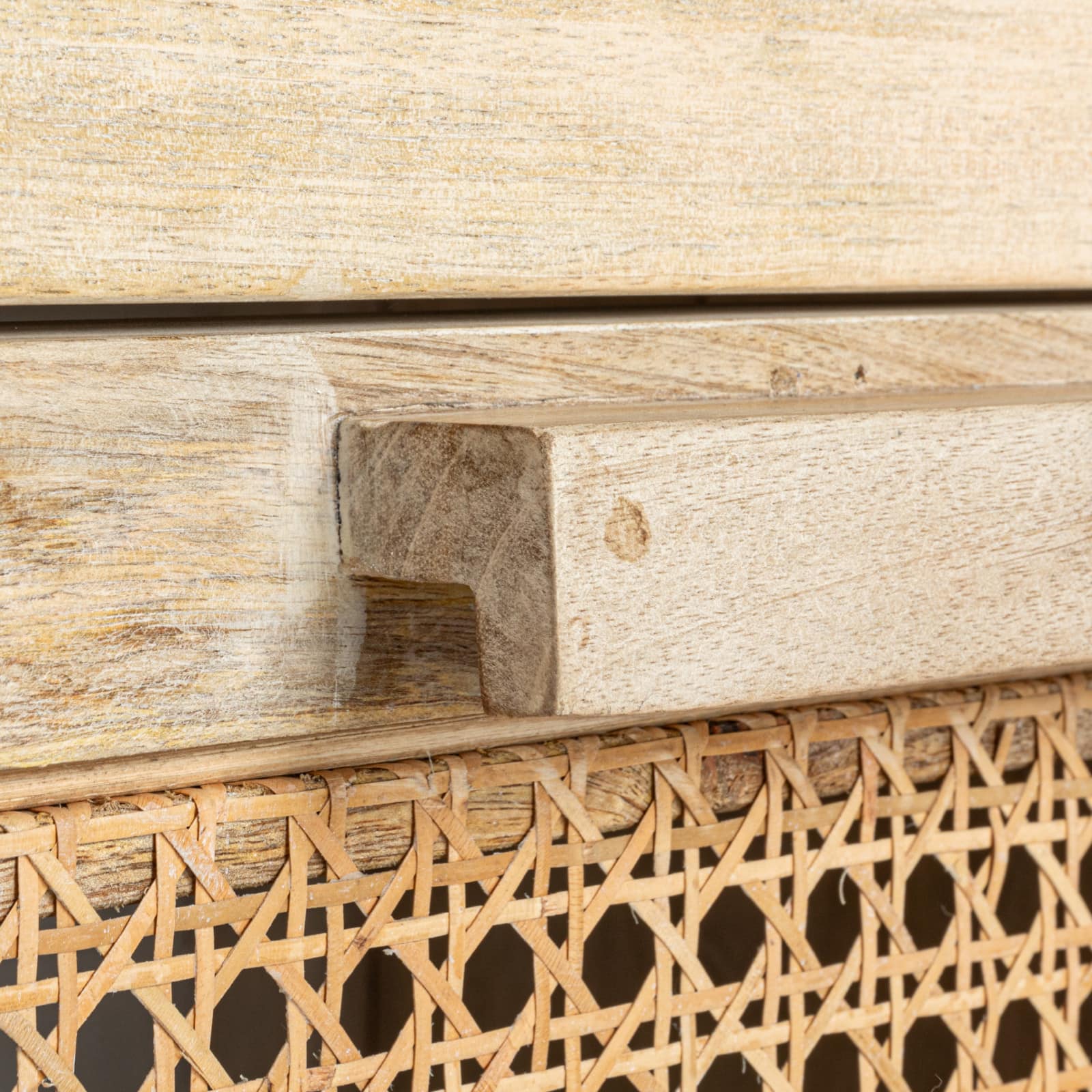 Hello Honey&#xAE; Natural Mango Wood &#x26; Cane 2-Door Cabinet with Shelves