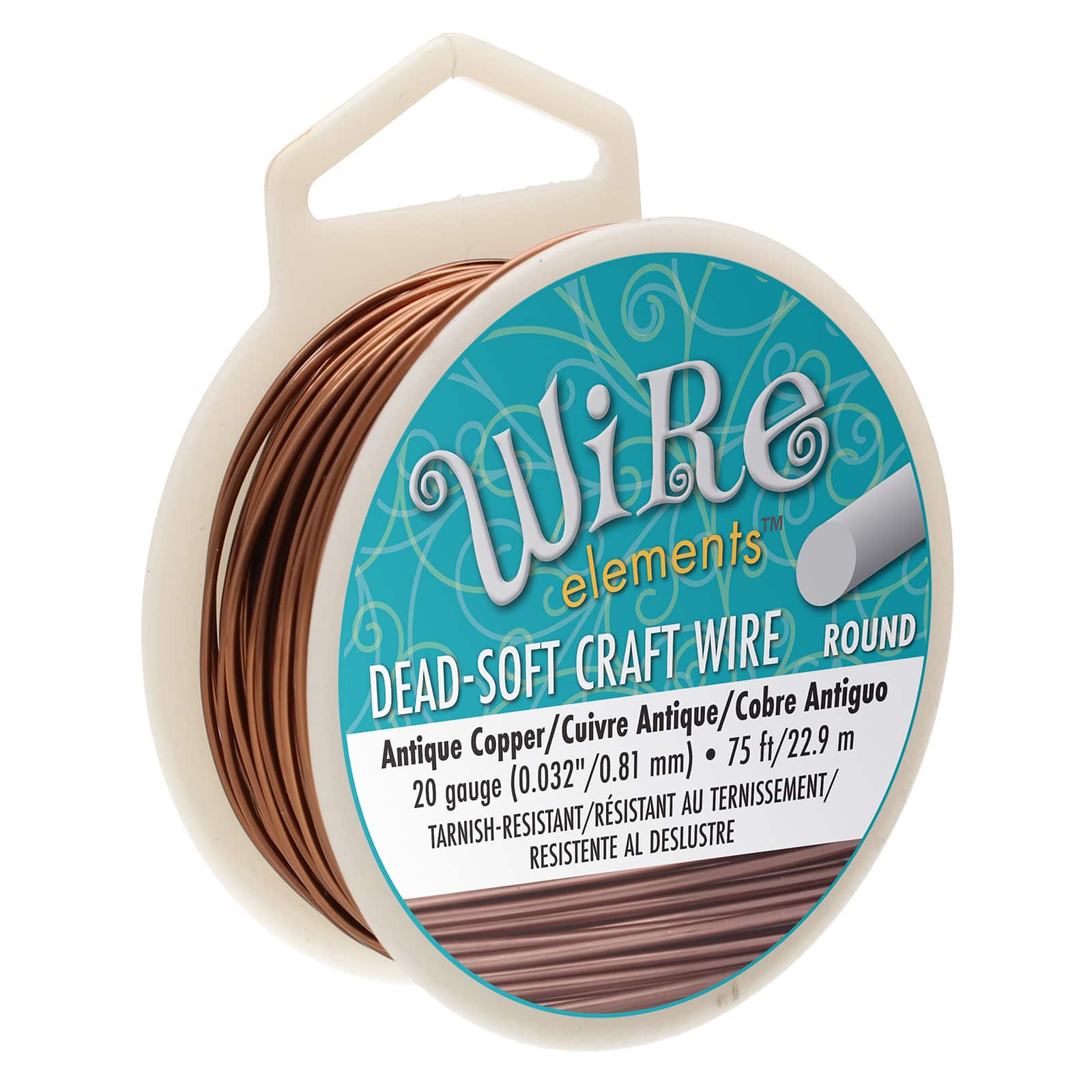 Beadsmith Craft Wire 20 Gauge Antique Copper Round 10 Yards for