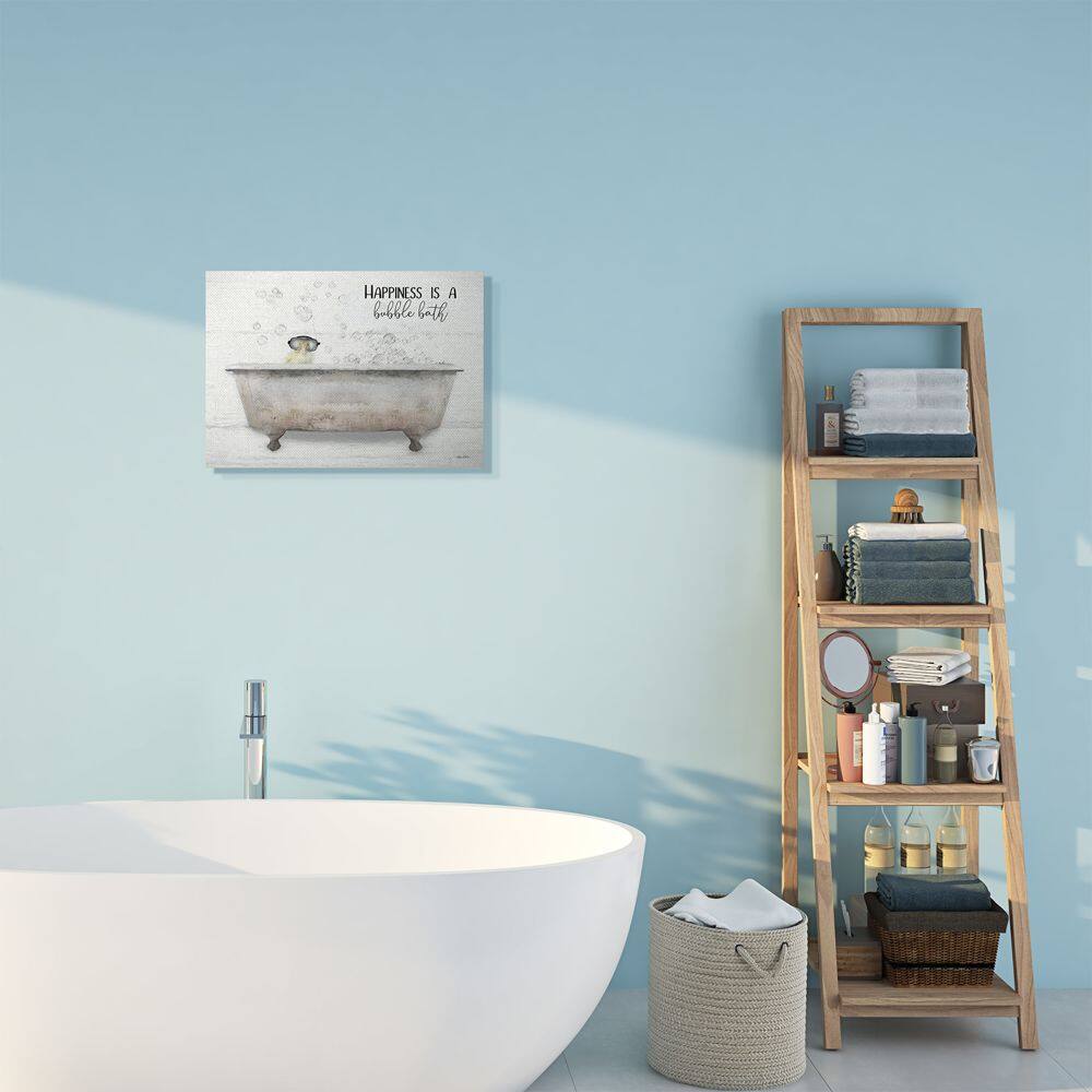 Stupell Industries Happiness is a Bubble Bath Quote Bathroom Tub Chick Canvas Wall Art