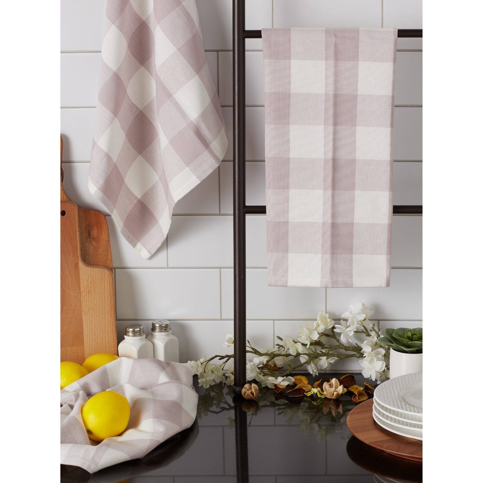 DII® Dusty Lilac Buffalo Check Dish Towels, 3ct.