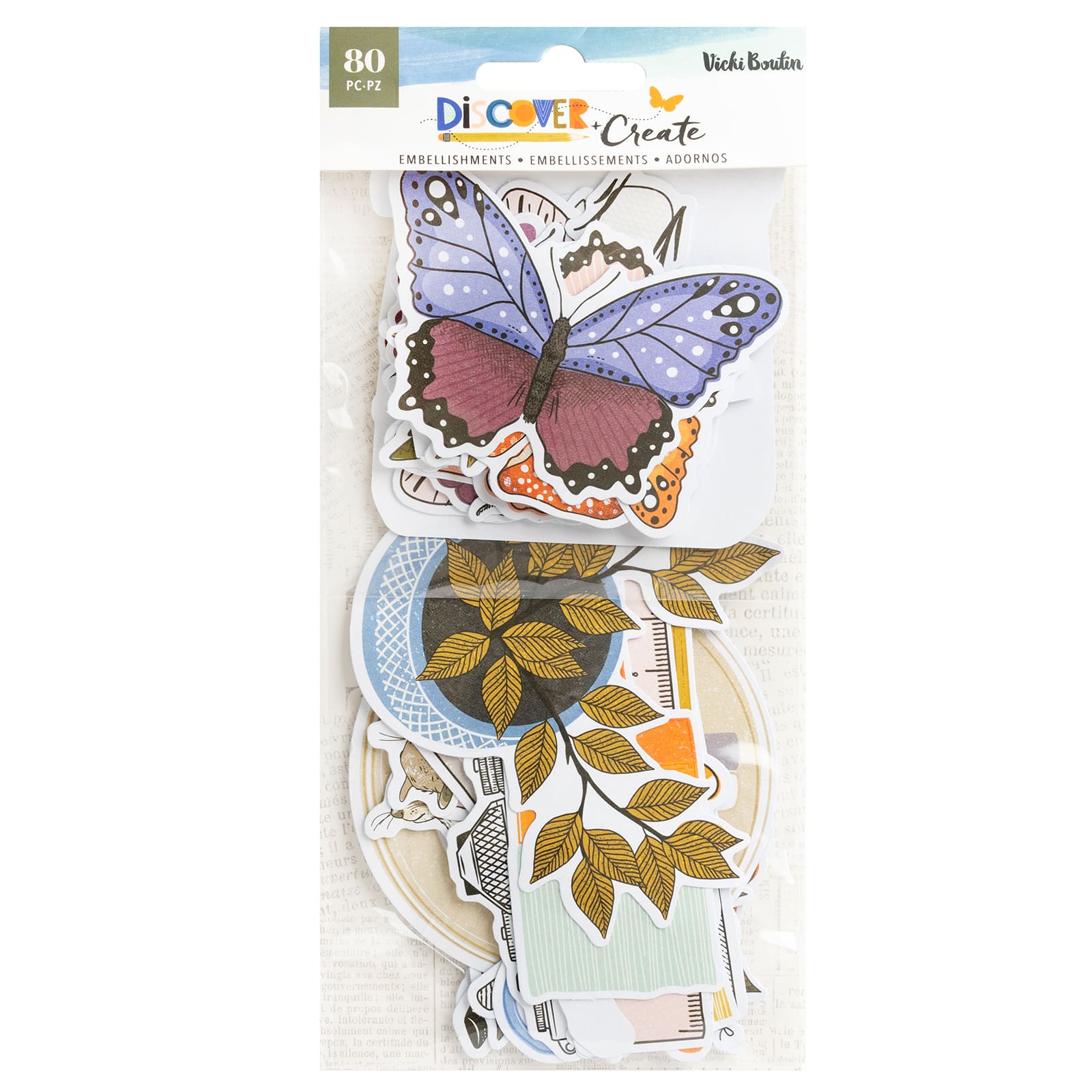American Crafts&#x2122; Vicki Boutin Discover + Create Icons 80 Piece Embellishment Set
