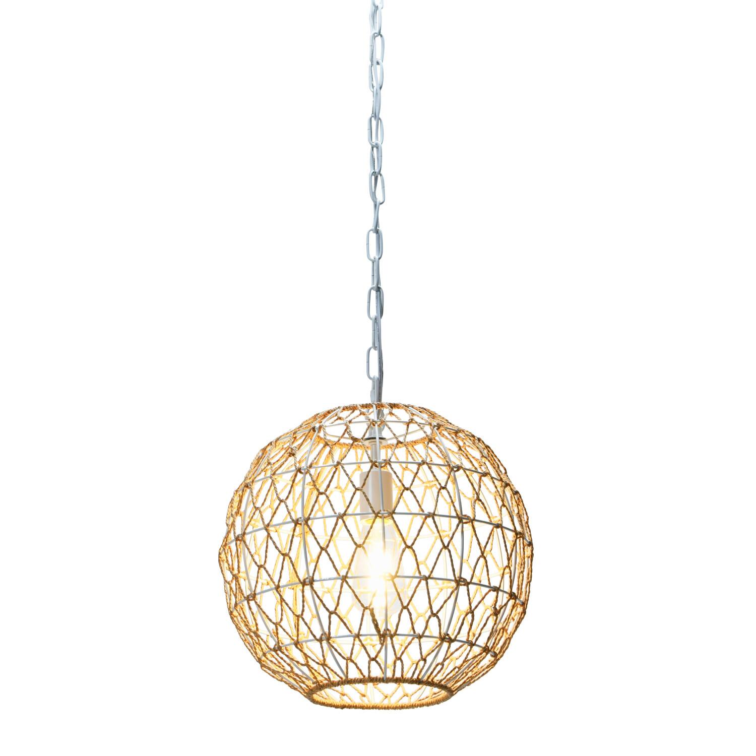 Hello Honey® Robert Stevenson Lighting Alaina 14" Natural Paper Rope & Metal Ceiling Light