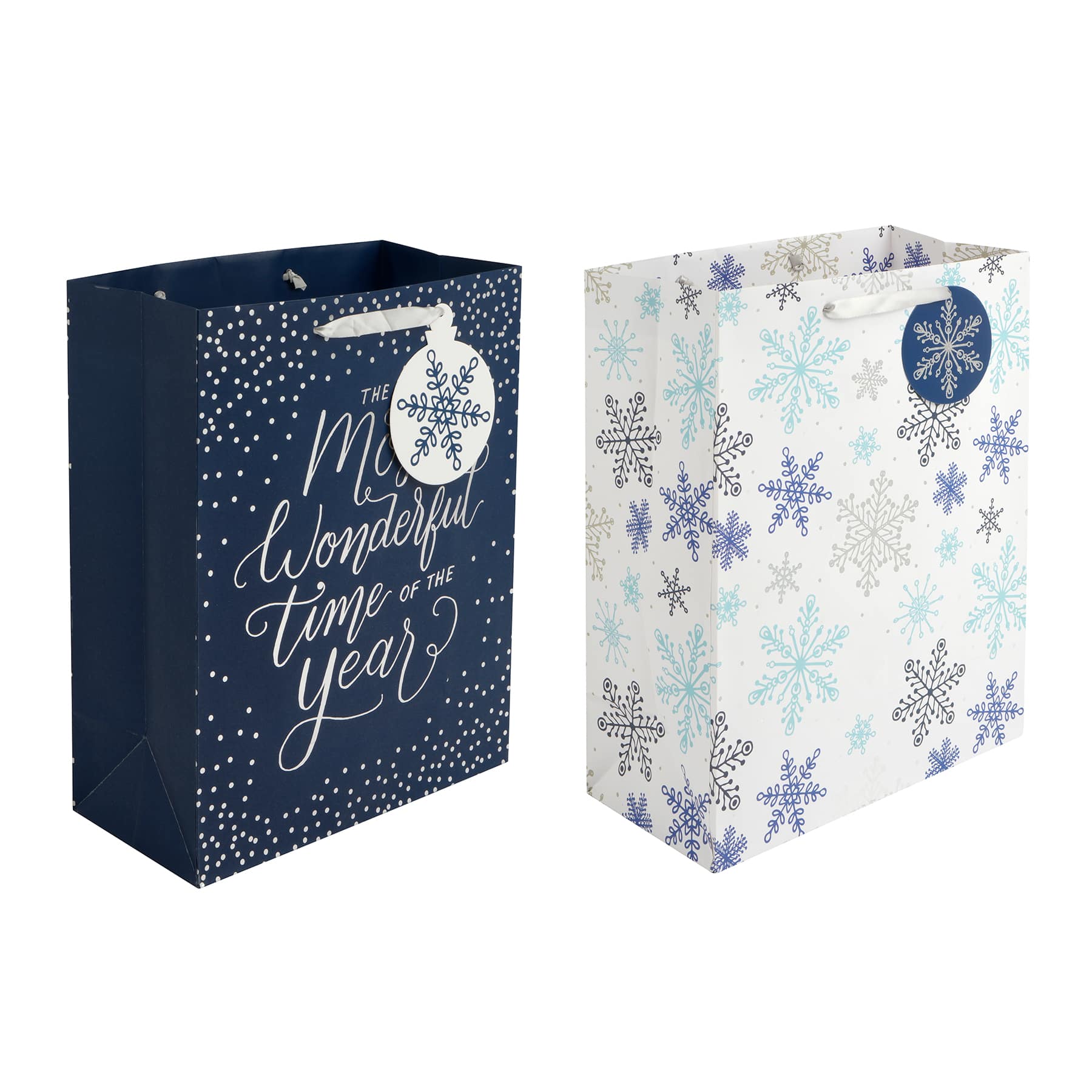 12.5&#x22; Wonderful Time of the Year &#x26; Snowflake Gift Bag Set by Celebrate It&#xAE;