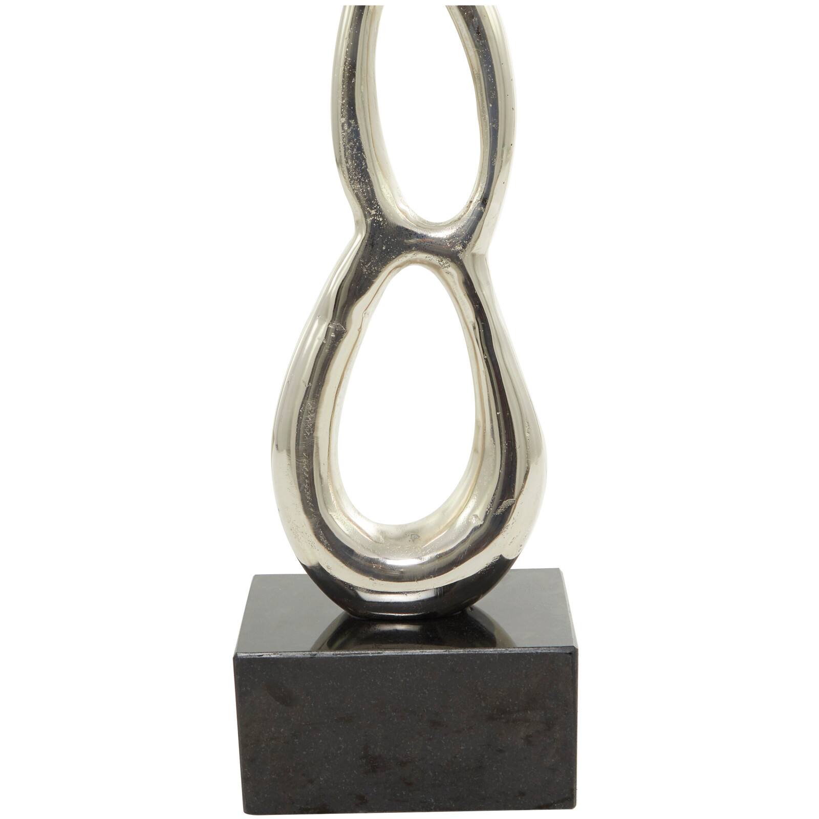 51" Aluminum Tall Linked Floor Abstract Sculpture with Black Base