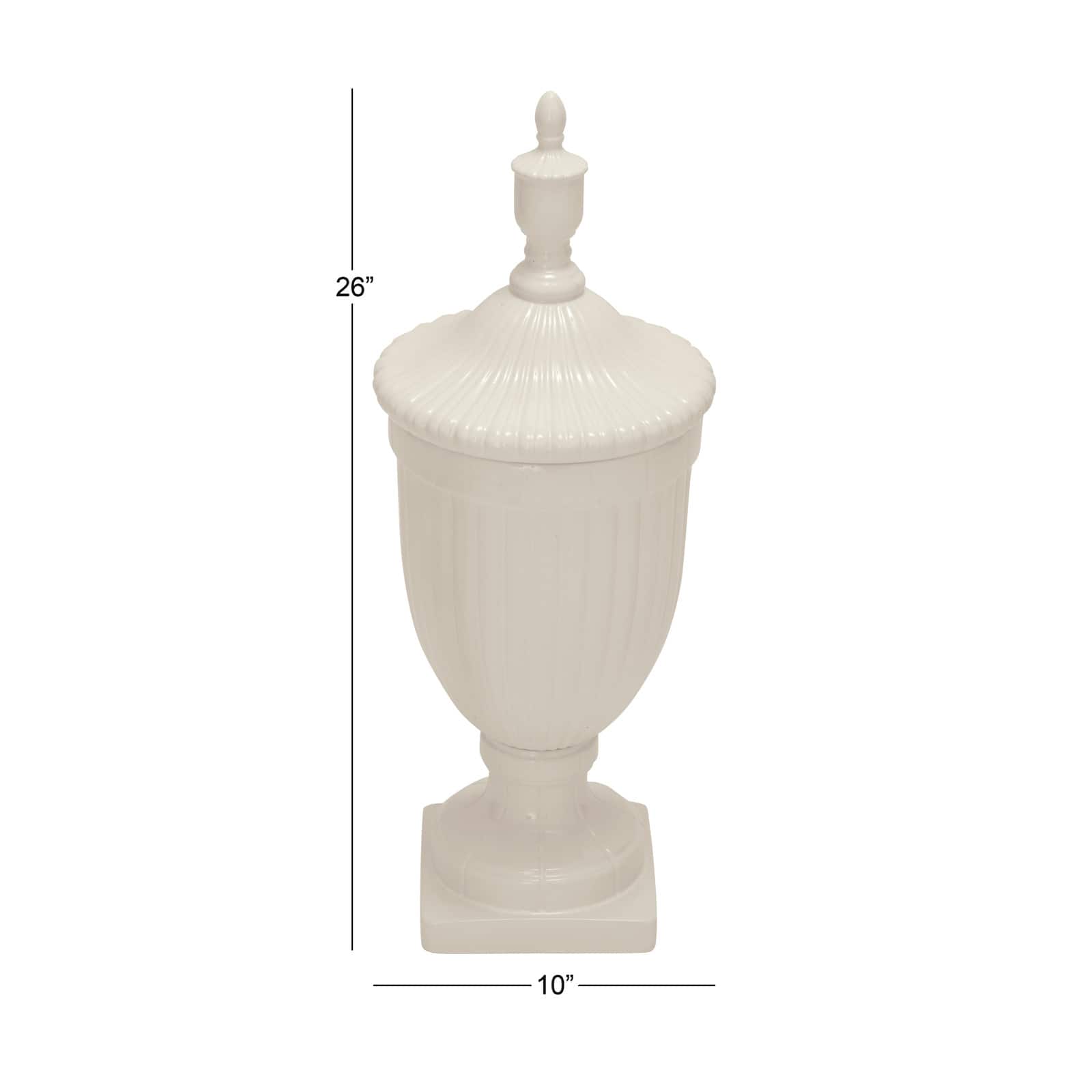 26" White Dolomite Country Decorative Urn