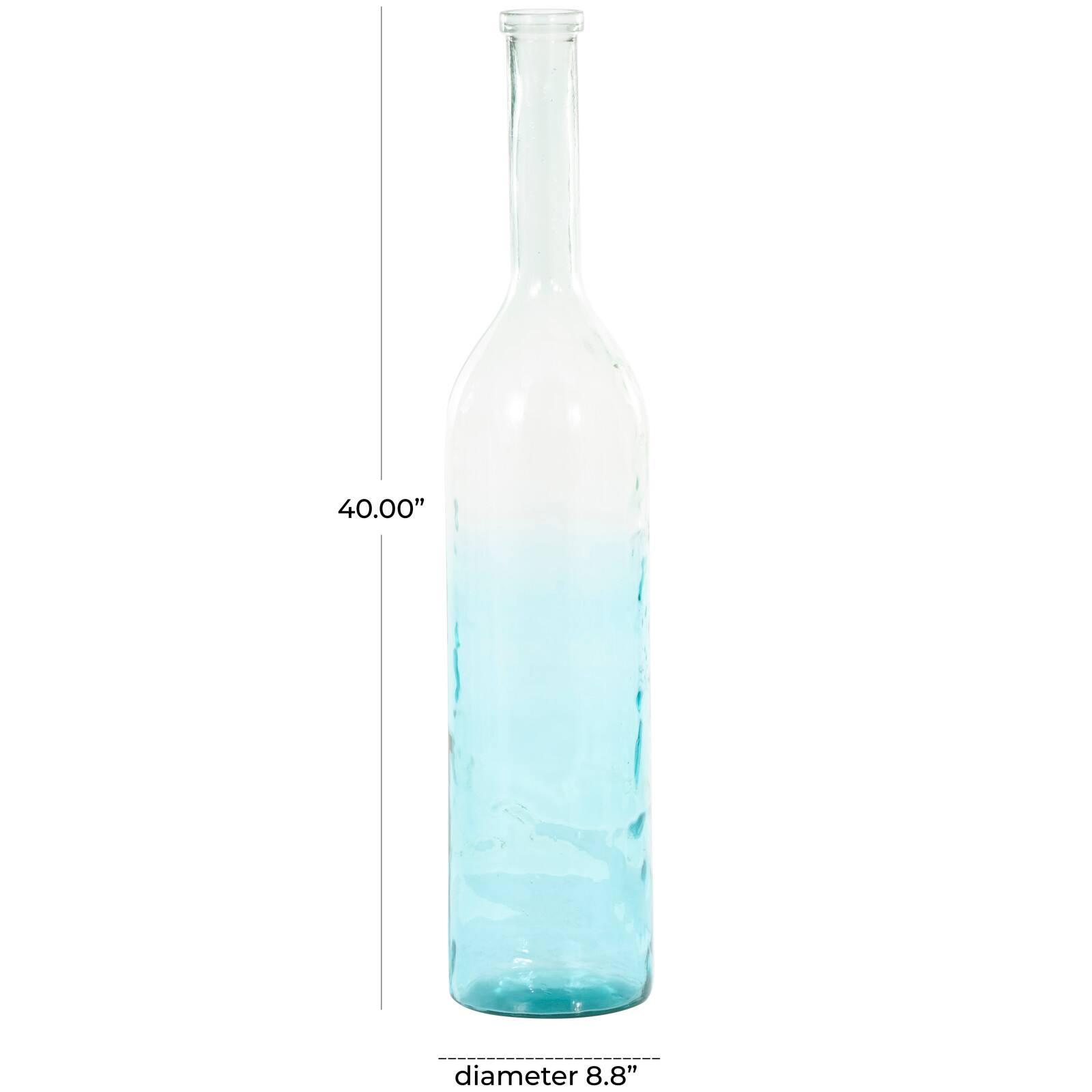 Teal Recycled Glass Handmade Tall Ombre Floor Vase