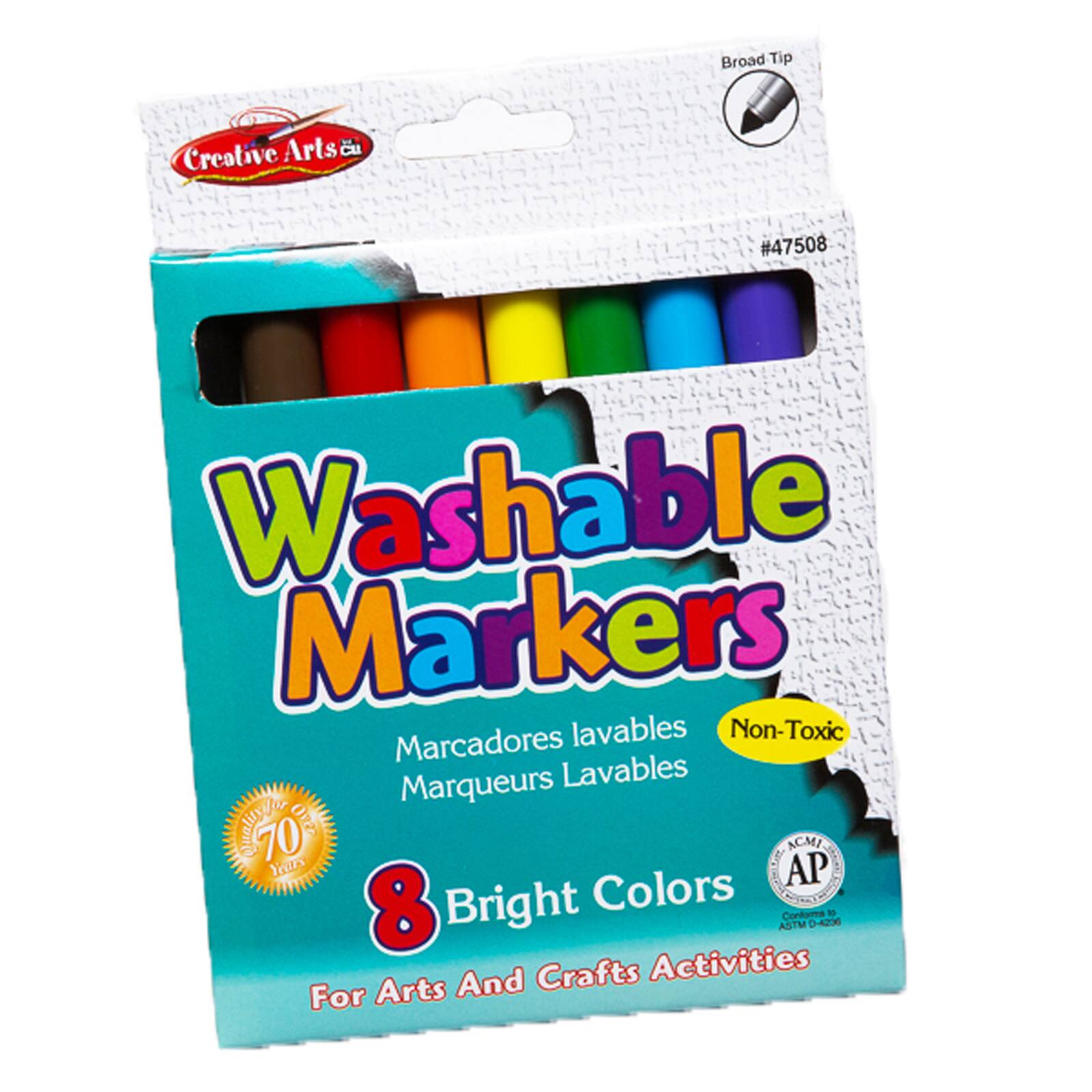 Charles Leonard Creative Arts&#x2122; Washable Assorted Colors Broad Tip Markers, 12 Packs of 8
