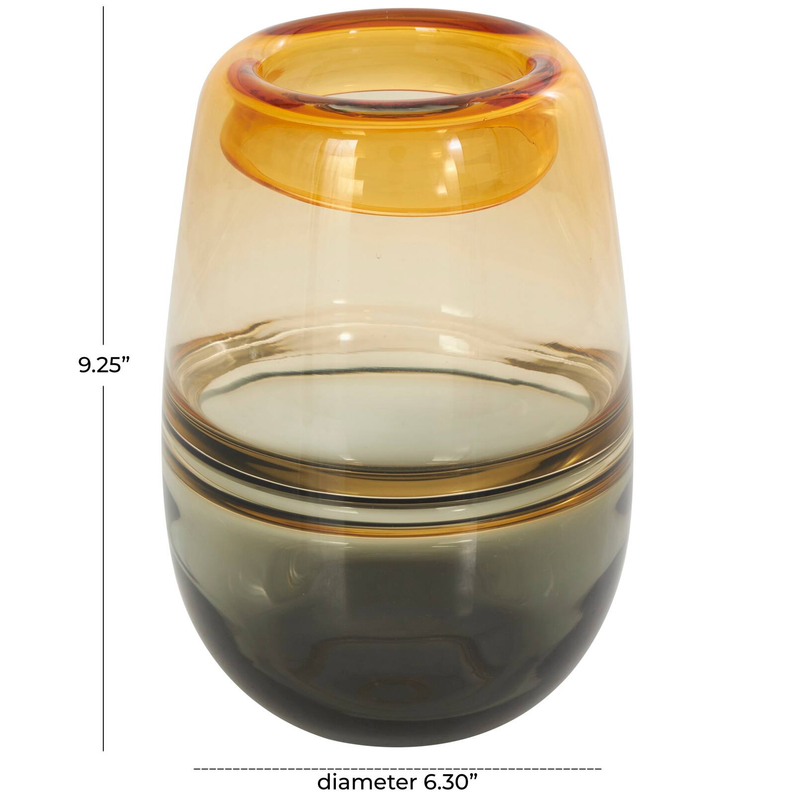 9&#x22; Orange Ombre Glass Vase