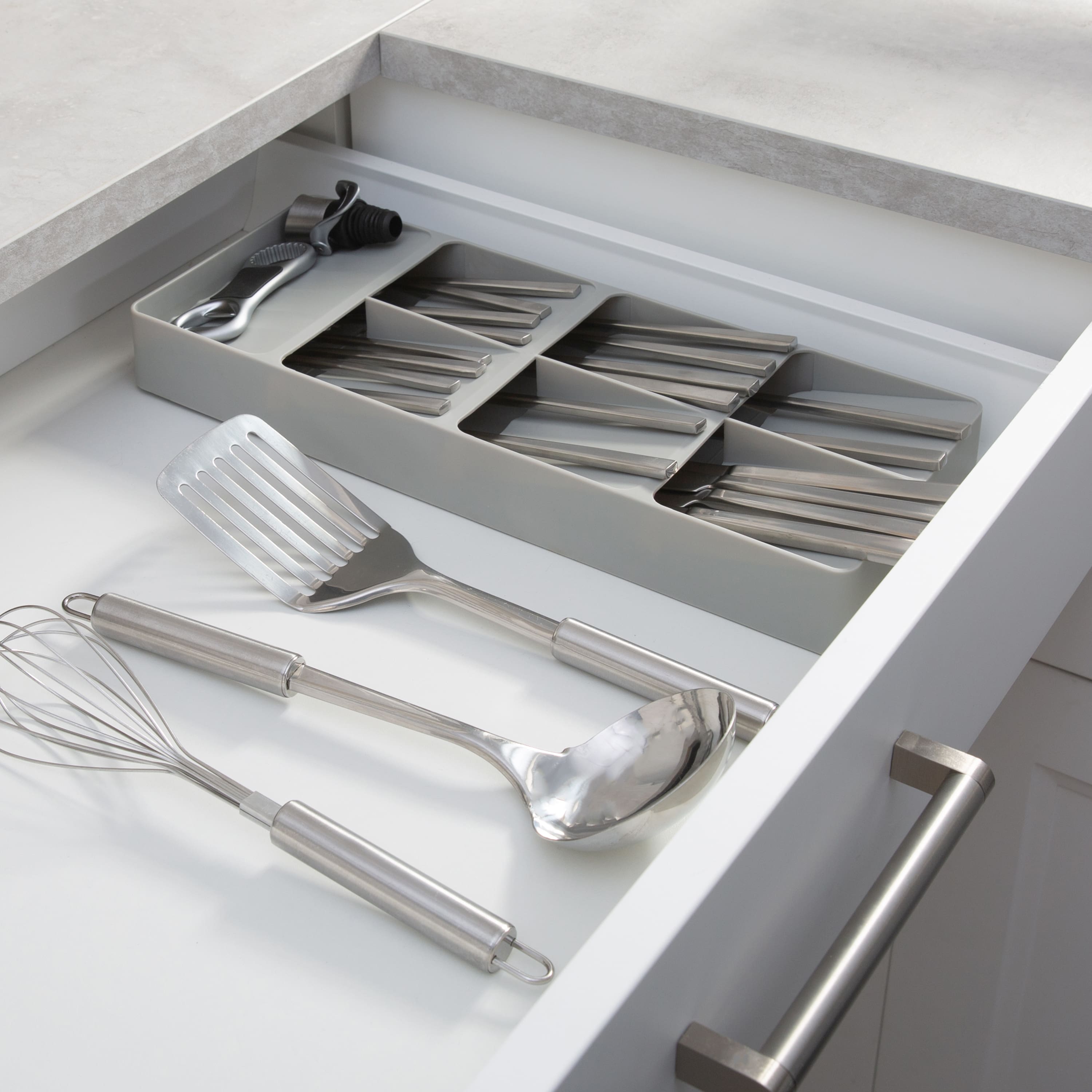 Kitchen Details Gray 7-Slot Drawer Cutlery Organizer