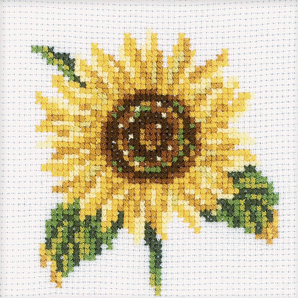 Sewing Needle Case With Embroidered Sunflower Design, Yellow Felt