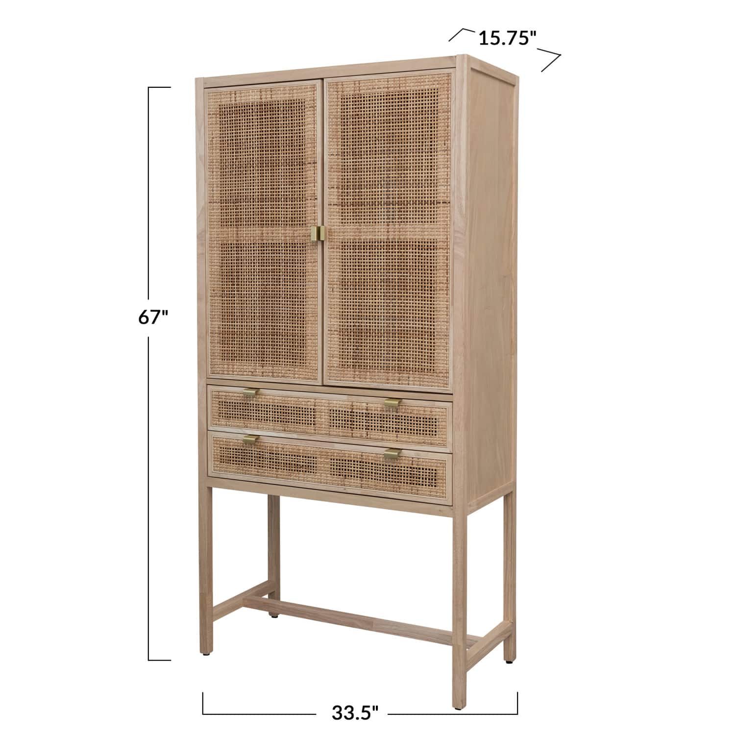 6ft. Natural Woven Cane &#x26; Wood Cabinet