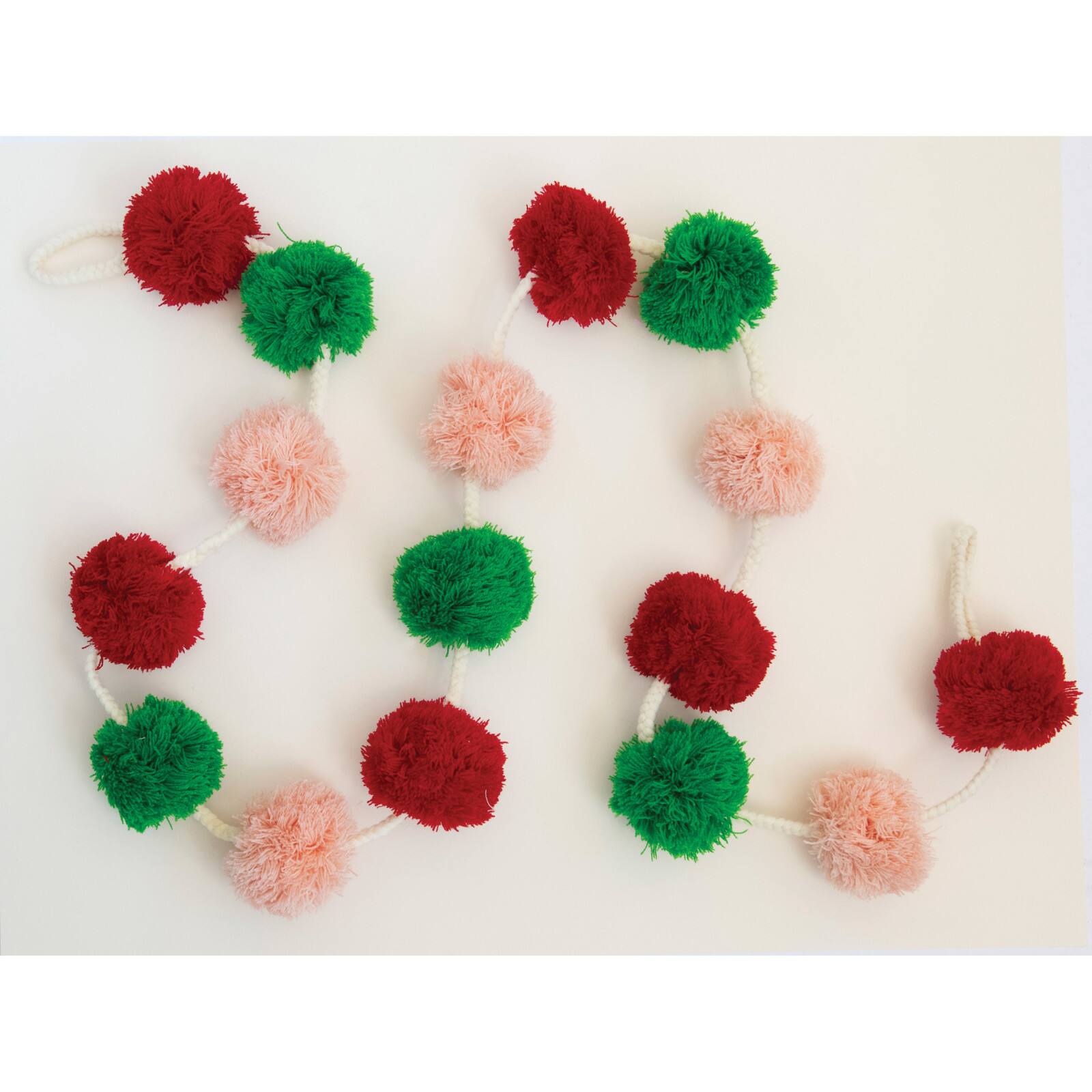 Hello Honey&#xAE; 6ft. Pink, Red &#x26; Green Wool Felt Pom Pom Garland