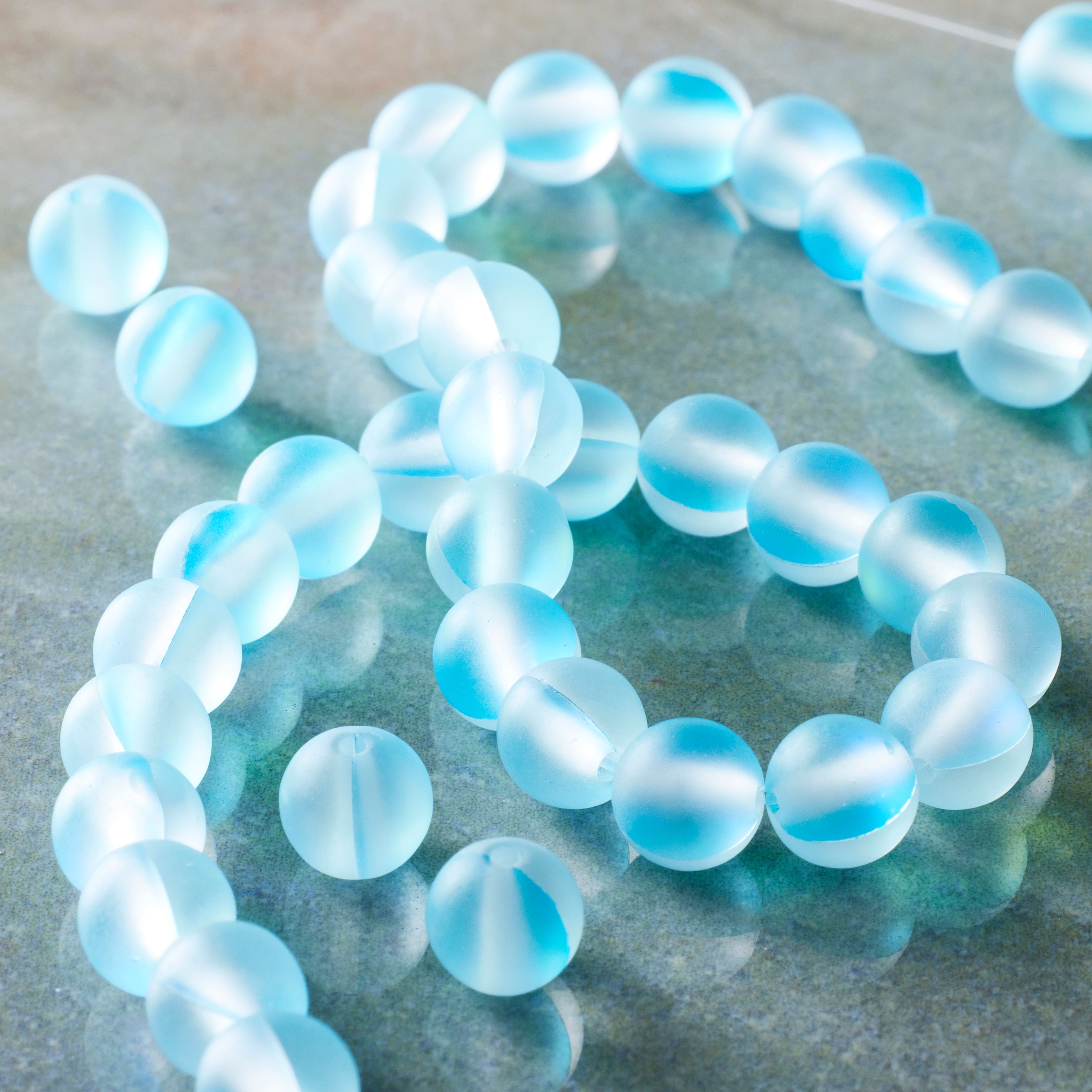 12 Pack: Matte Aqua Opal Glass Round Beads, 6mm by Bead Landing&#x2122;