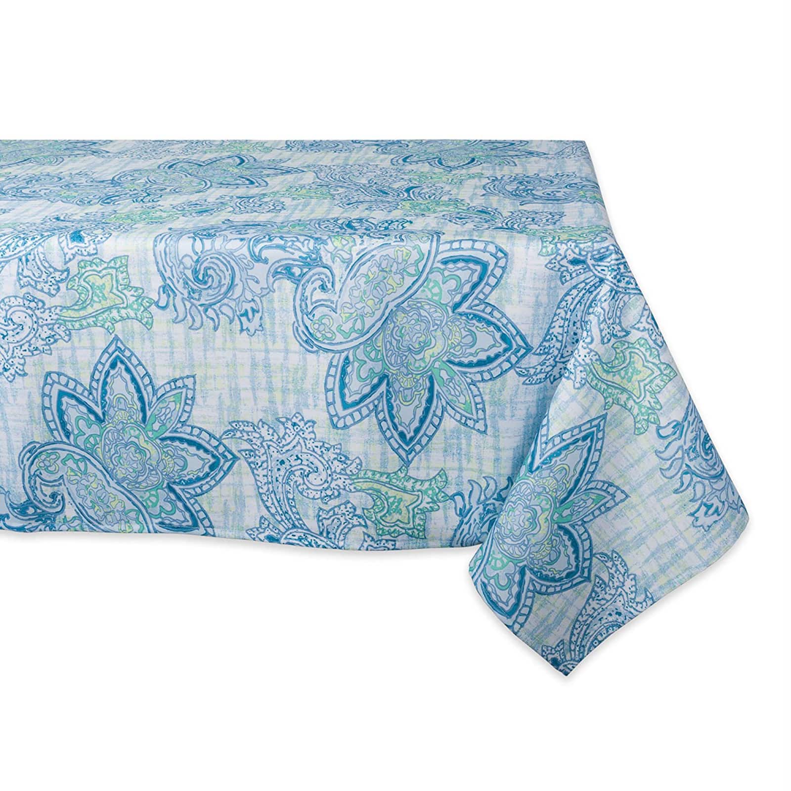 Blue Watercolor Paisley Print Outdoor Tablecloth 60" x 84"