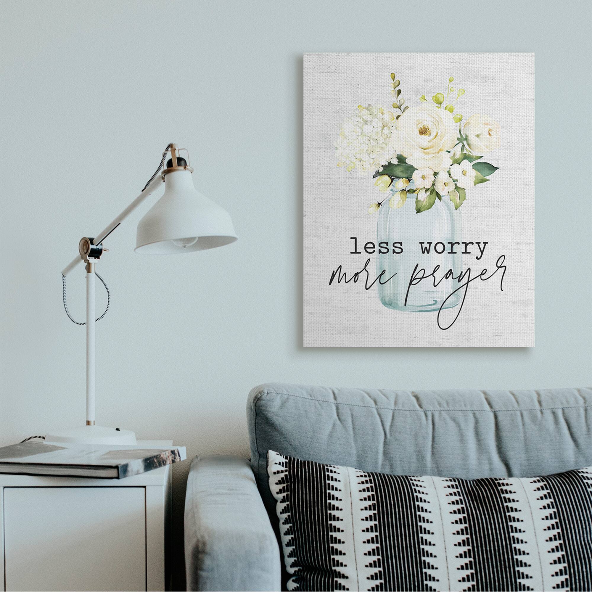 Stupell Industries Less Worry More Prayer Canvas Wall Art